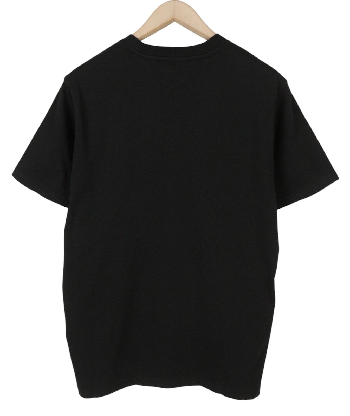 TOMMY HILFIGER Men T-Shirt L Black Crew Neck Cotton Logo Short Sleeve