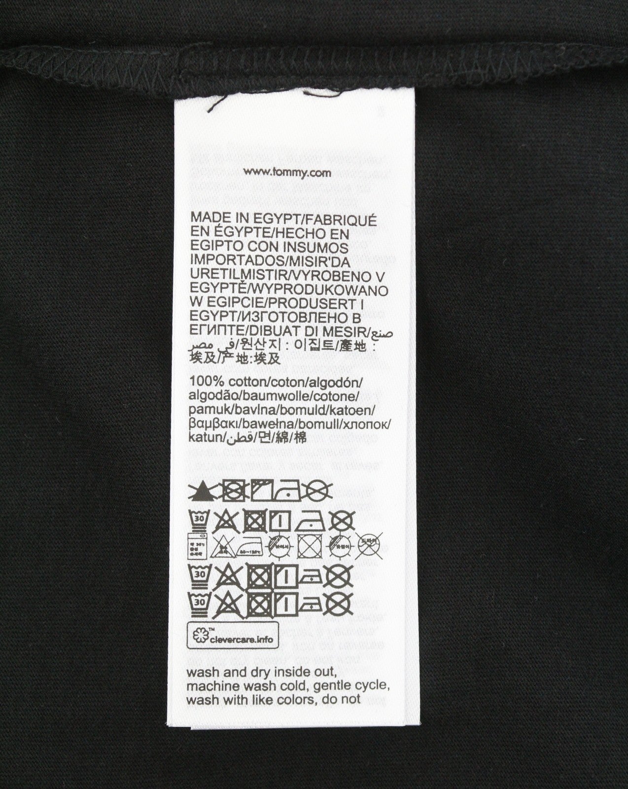 TOMMY HILFIGER Men T-Shirt L Black Crew Neck Cotton Logo Short Sleeve
