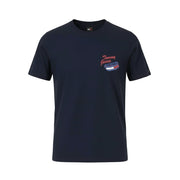 TOMMY HILFIGER Men T-Shirt L Dark Blue Crew Neck Cotton Logo Short Sleeve