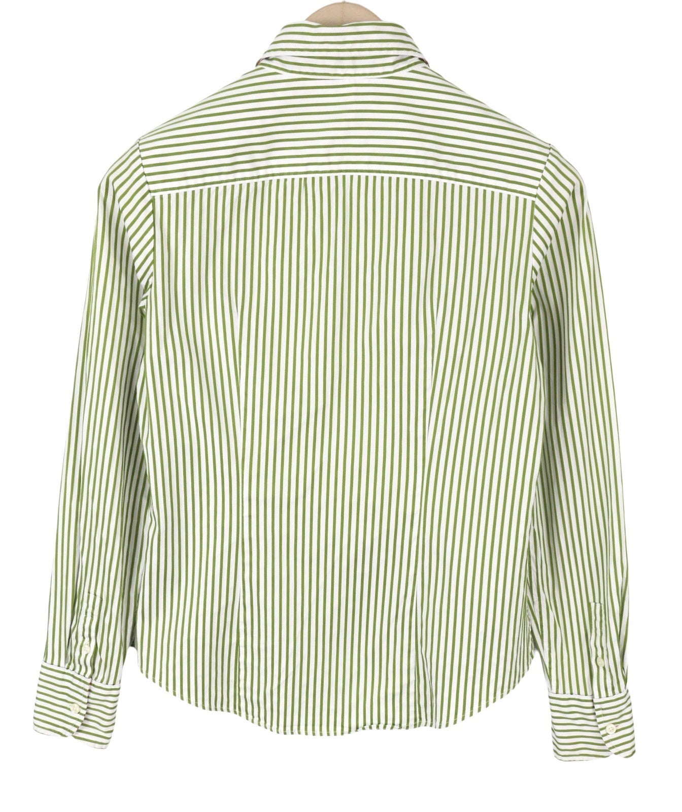 TOMMY HILFIGER Women Shirt XS Green Pinstripe Button-Up Spread Collar Stretch