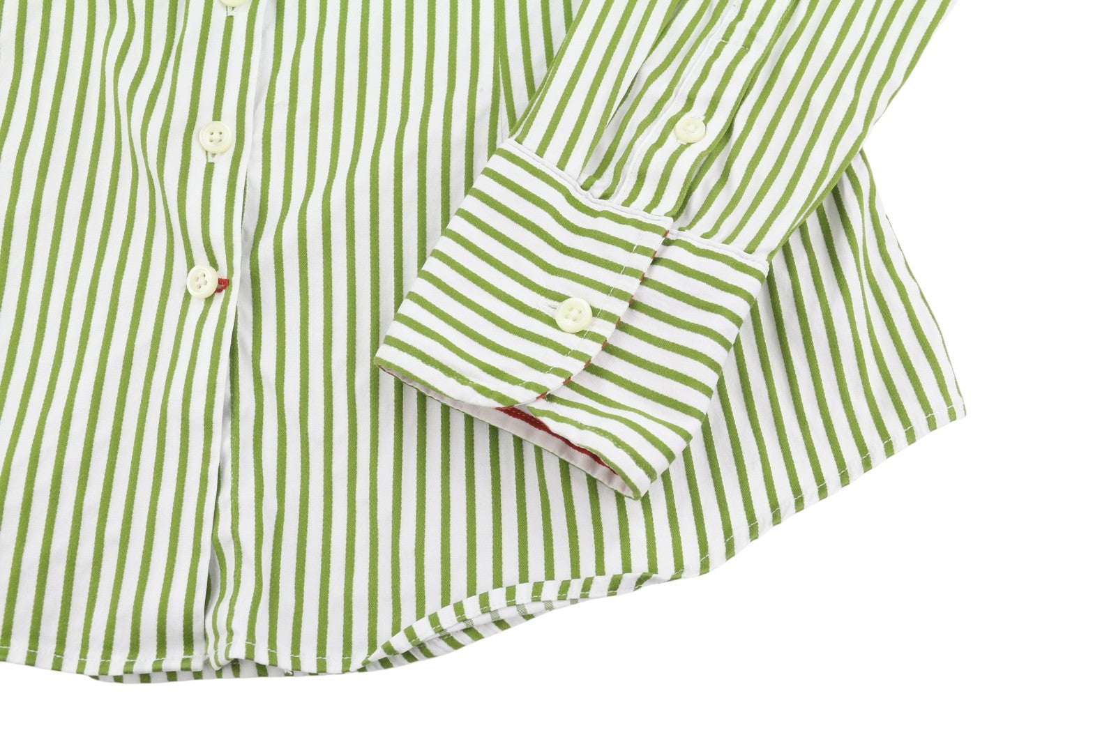 TOMMY HILFIGER Women Shirt XS Green Pinstripe Button-Up Spread Collar Stretch