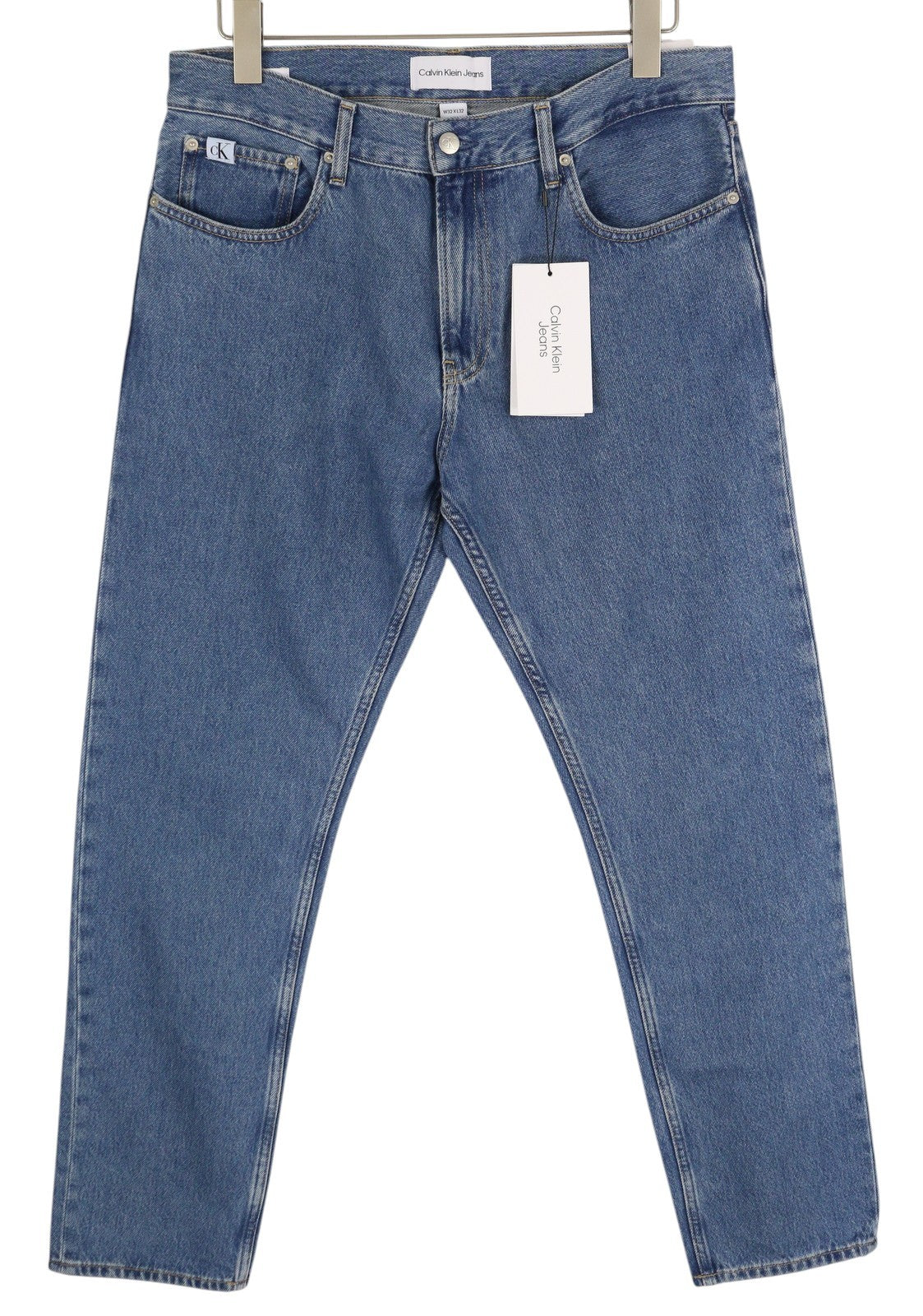 CALVIN KLEIN Authentic Straight Men Jeans W32/L32 Blue Zip Fly Casual Denim