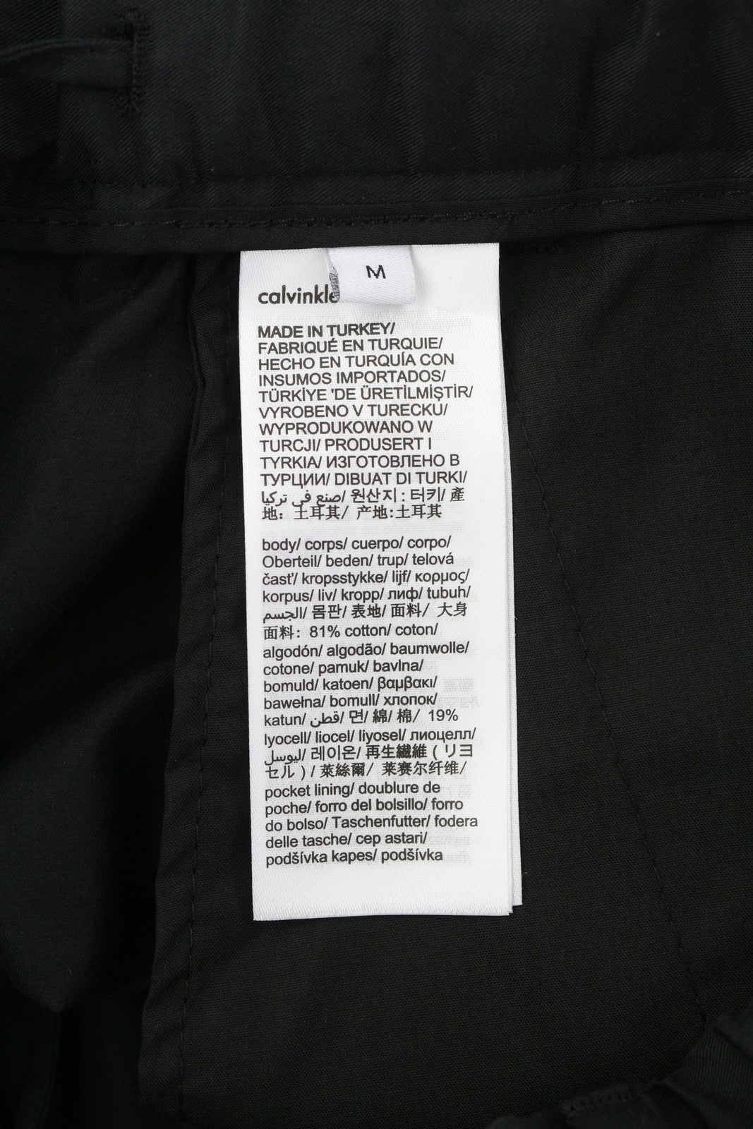 CALVIN KLEIN Cotton Seacell Modern Men Trousers M Black Pleated Chino RRP139