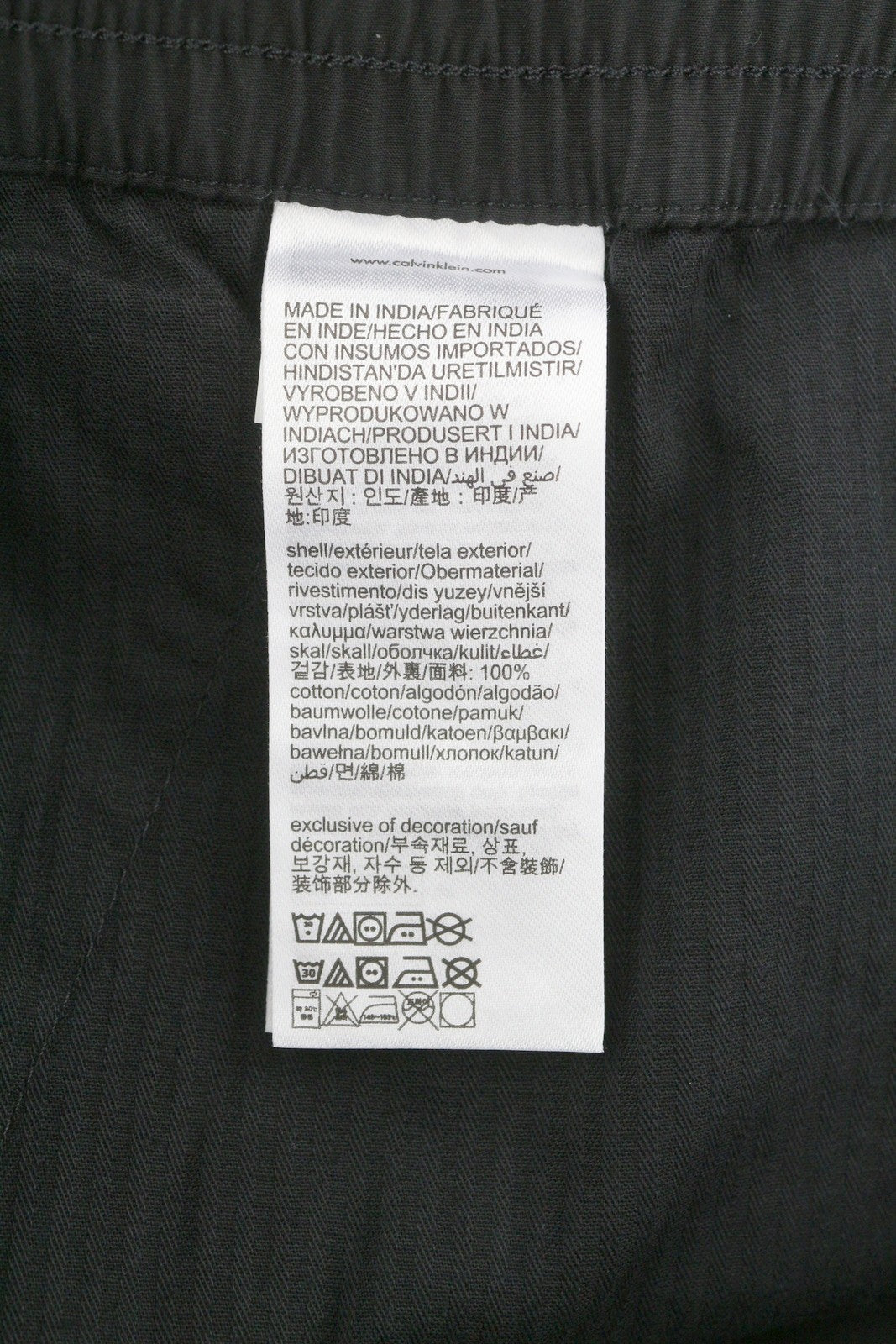 CALVIN KLEIN Utility Cotton Pop Men Trousers 2XL Black Cargo Elastic Waist Logo