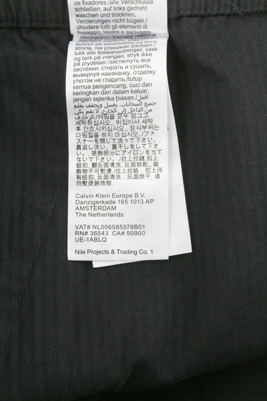 CALVIN KLEIN Utility Cotton Pop Men Trousers 2XL Black Cargo Elastic Waist Logo