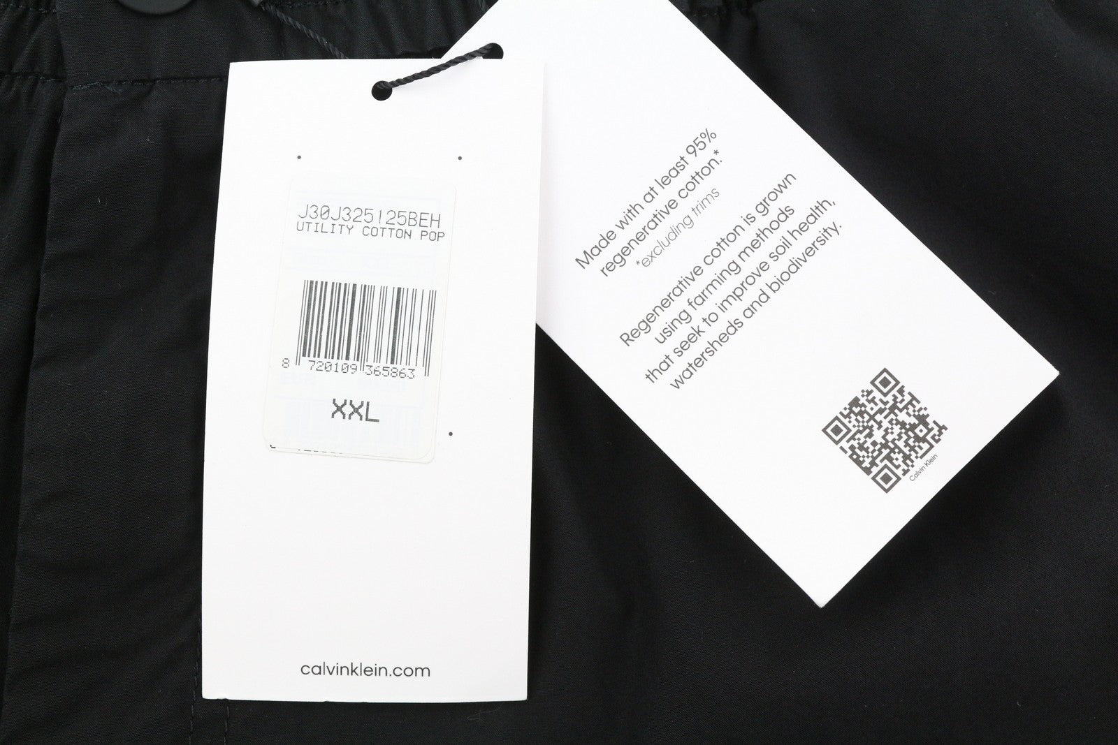 CALVIN KLEIN Utility Cotton Pop Men Trousers 2XL Black Cargo Elastic Waist Logo