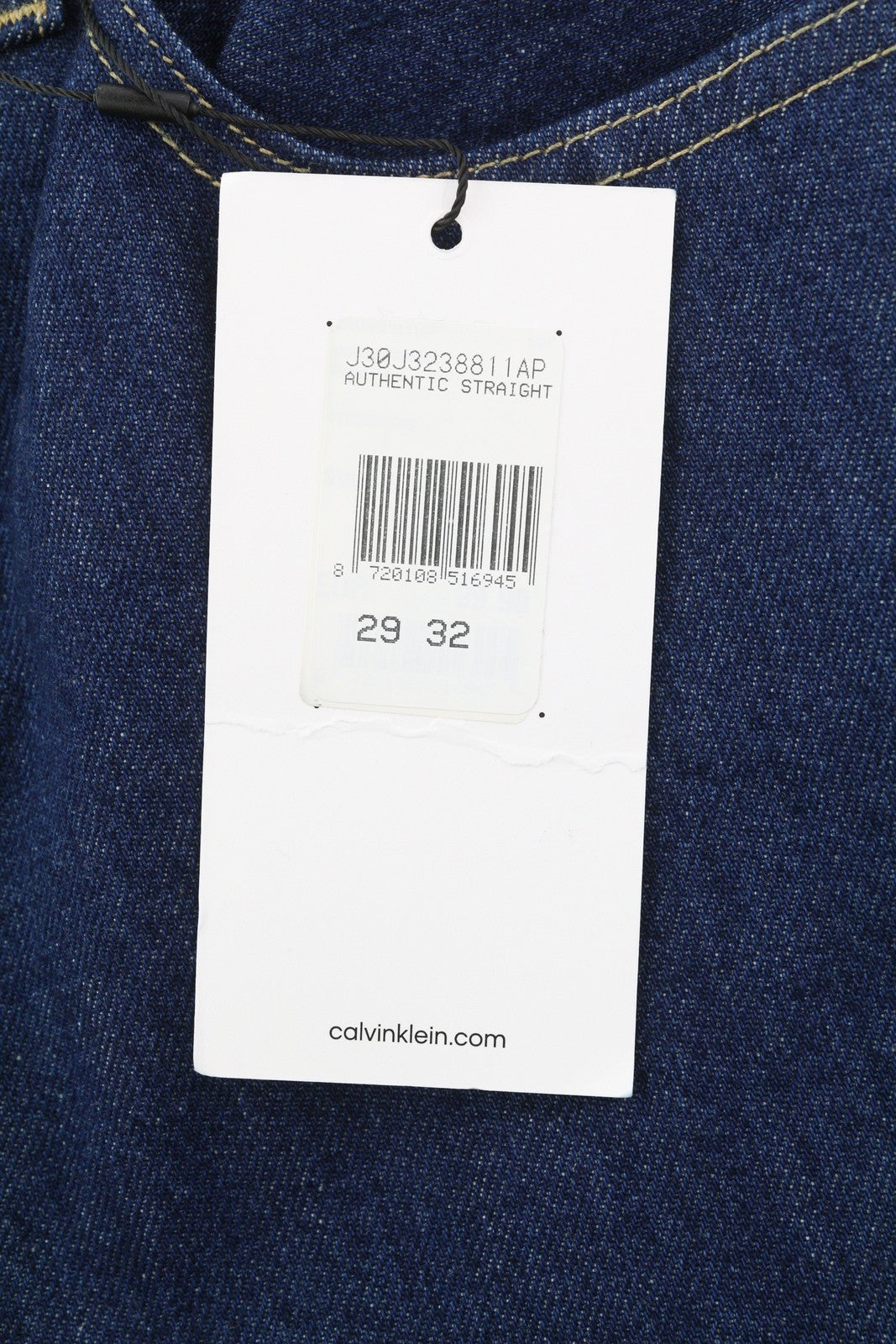 CALVIN KLEIN Authentic Straight Men Jeans W29/L32 Dark Blue Zip Fly Logo Denim