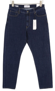 CALVIN KLEIN Tapered Rinse Blue Men Jeans W30/L30 Dark Blue Zip Logo Denim