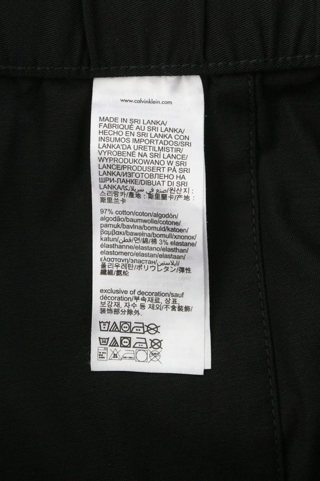 CALVIN KLEIN Belted Straight Men Trousers M Black Drawstring Waist Regular Fit