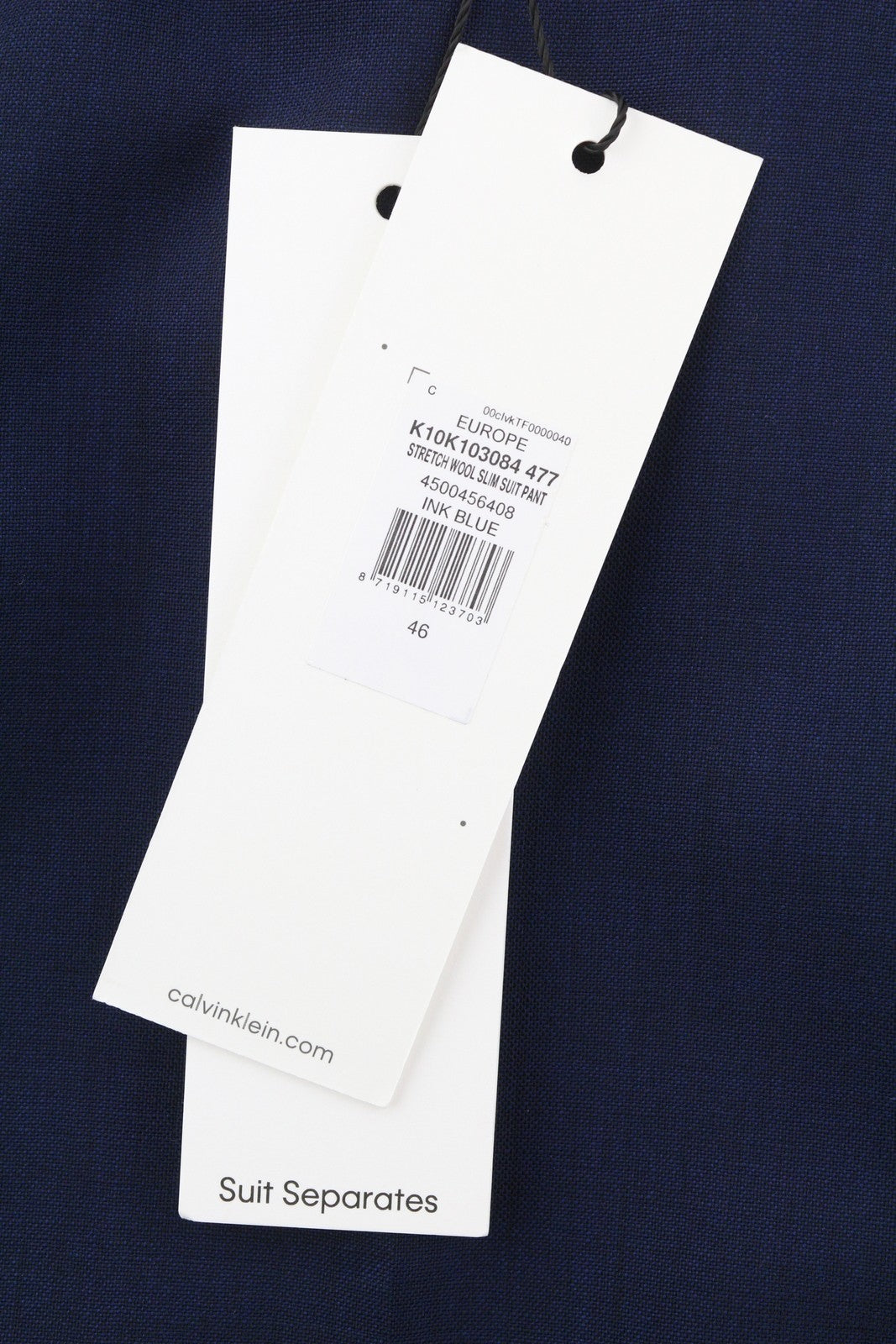 CALVIN KLEIN Stretch Wool Slim Men Trousers W30 Blue Flat Front Classic RRP139