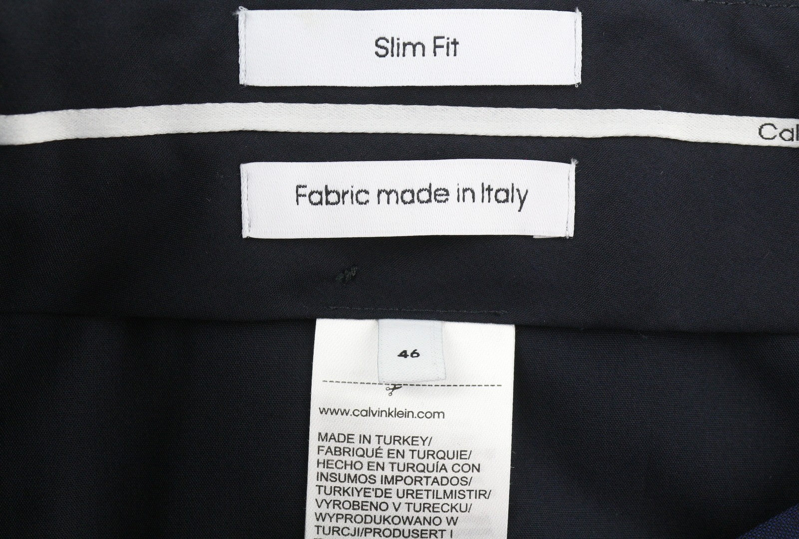CALVIN KLEIN Stretch Wool Slim Men Trousers W30 Blue Flat Front Classic RRP139