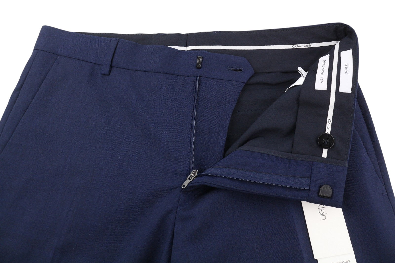 CALVIN KLEIN Stretch Wool Slim Men Trousers W30 Blue Flat Front Classic RRP139