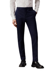 CALVIN KLEIN Stretch Wool Slim Men Trousers W38 Blue Flat Front Classic RRP139