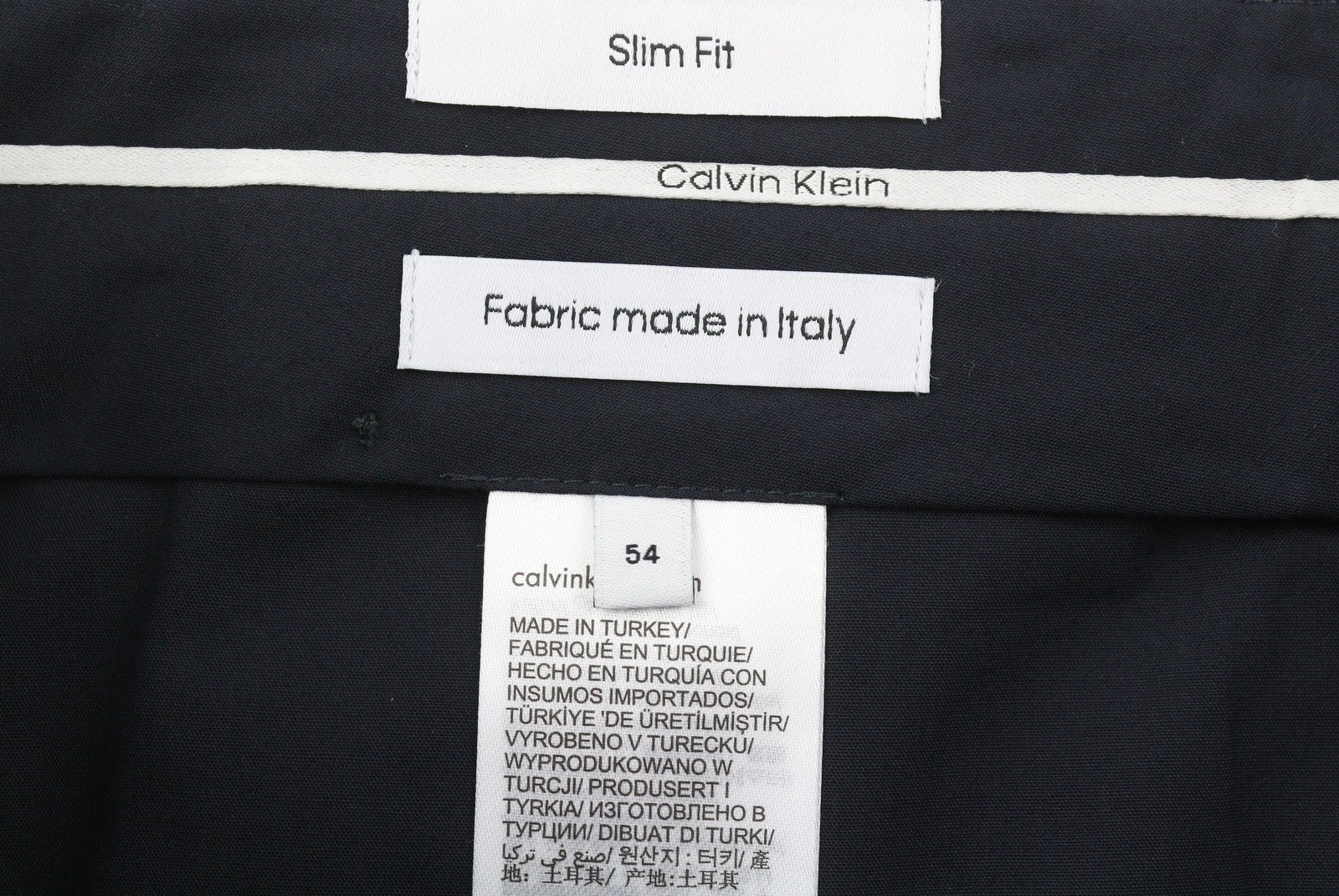 CALVIN KLEIN Stretch Wool Slim Men Trousers W38 Blue Flat Front Classic RRP139