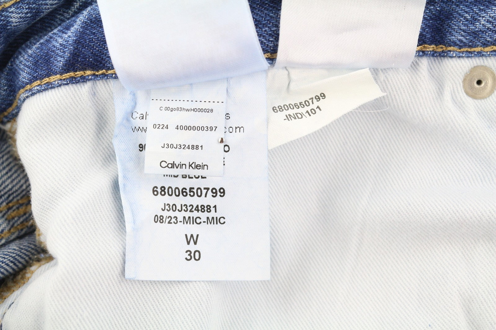 CALVIN KLEIN 90s Loose Cargo Men Jeans W30 Blue Denim Regular Zip Fly Casual
