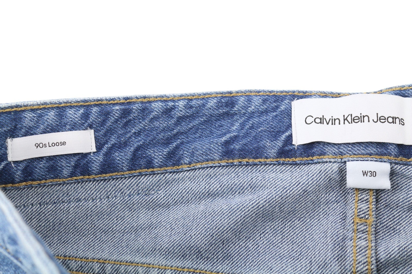 CALVIN KLEIN 90s Loose Cargo Men Jeans W30 Blue Denim Regular Zip Fly Casual