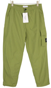 CALVIN KLEIN Utility Cotton Pop Men Trousers M Green Elastic Waist Zip Cargo