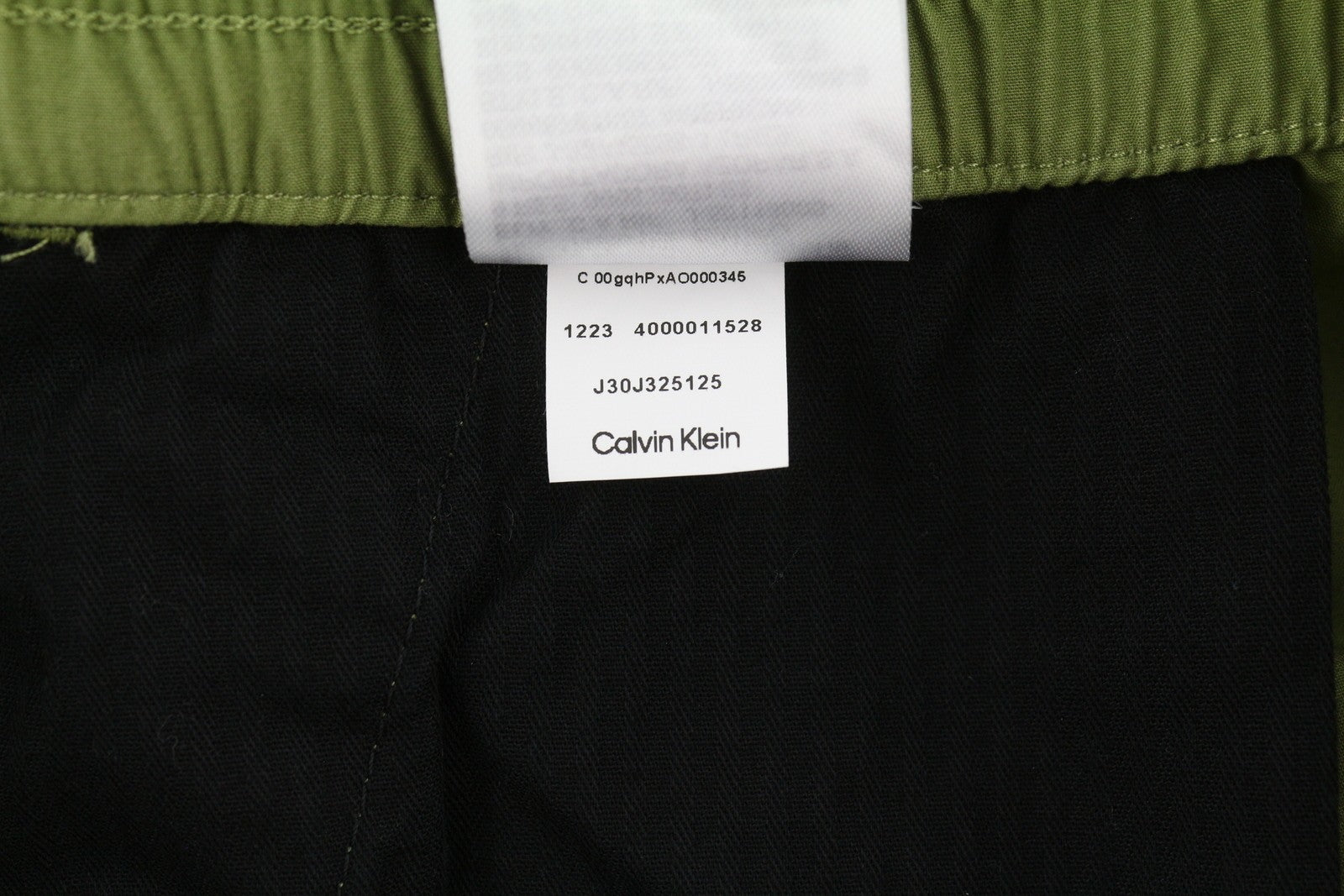 CALVIN KLEIN Utility Cotton Pop Men Trousers M Green Elastic Waist Zip Cargo