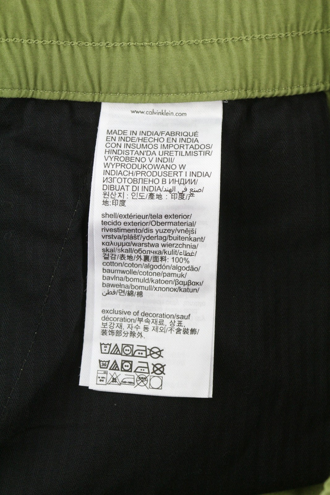 CALVIN KLEIN Utility Cotton Pop Men Trousers M Green Elastic Waist Zip Cargo