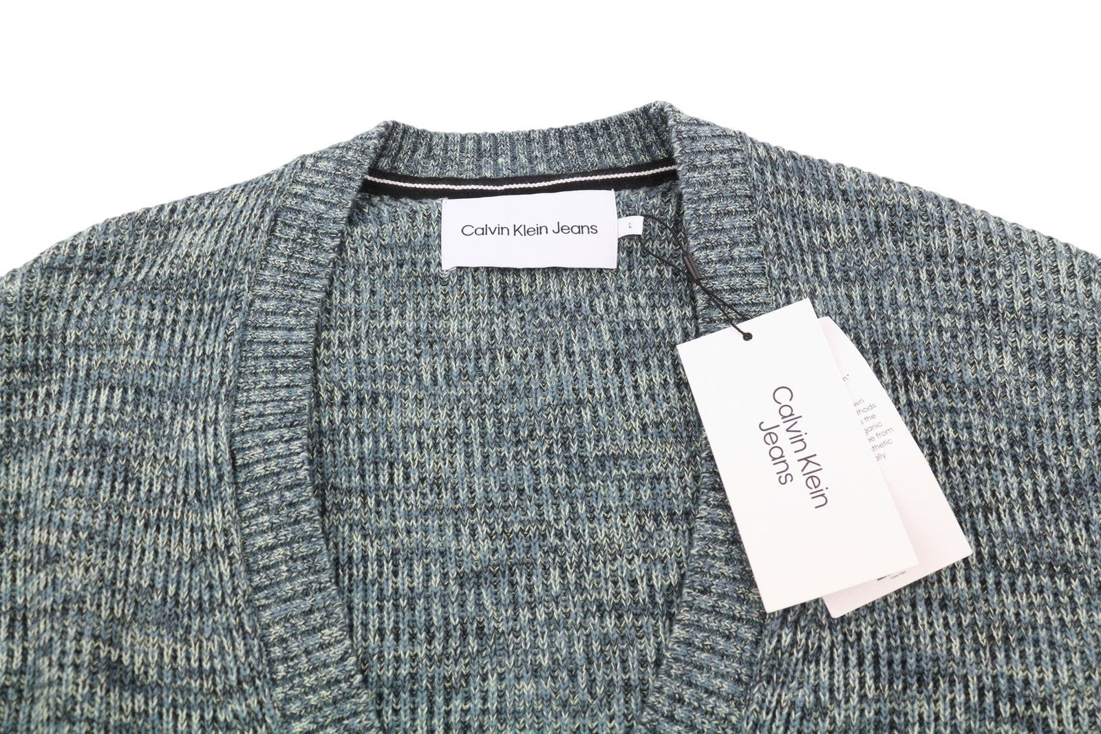 CALVIN KLEIN Twisted Yarn Cardigan Men Jumper L Multicoloured Button-Up RRP129