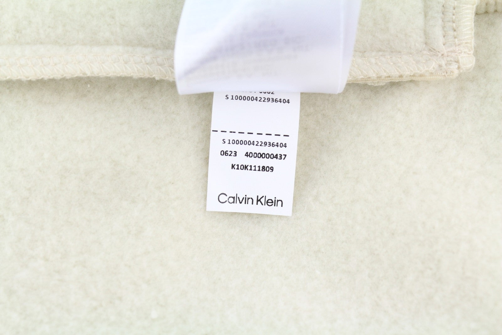CALVIN KLEIN Premium Polar Fleece Men Sweatshirt L Beige Comfort Fit RRP179
