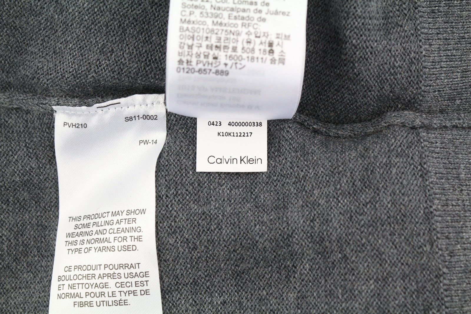 CALVIN KLEIN Merino Polo Men Jumper M Grey Melange Wool Knit Pull On RRP179