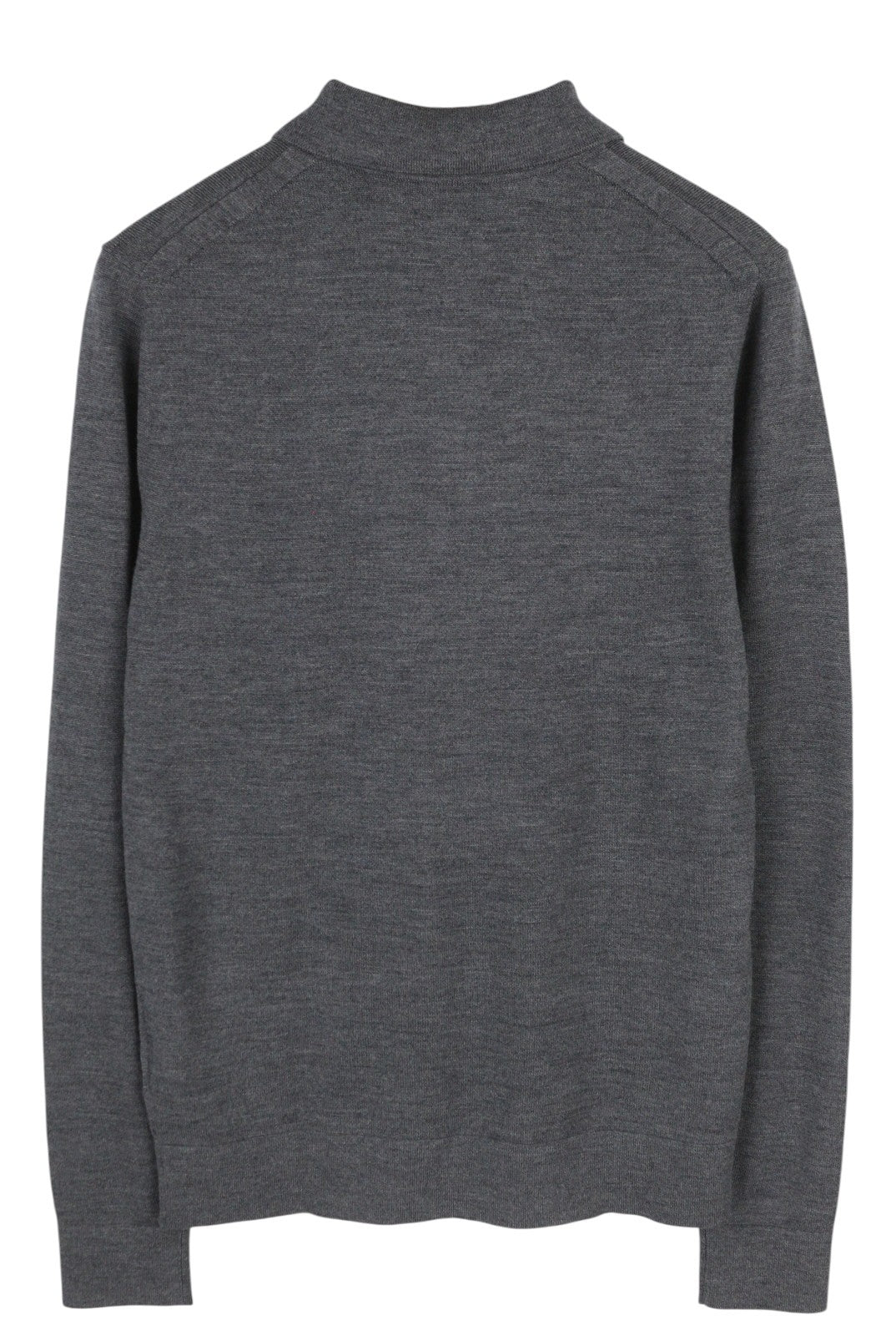 CALVIN KLEIN Merino Polo Men Jumper M Grey Melange Wool Knit Pull On RRP179