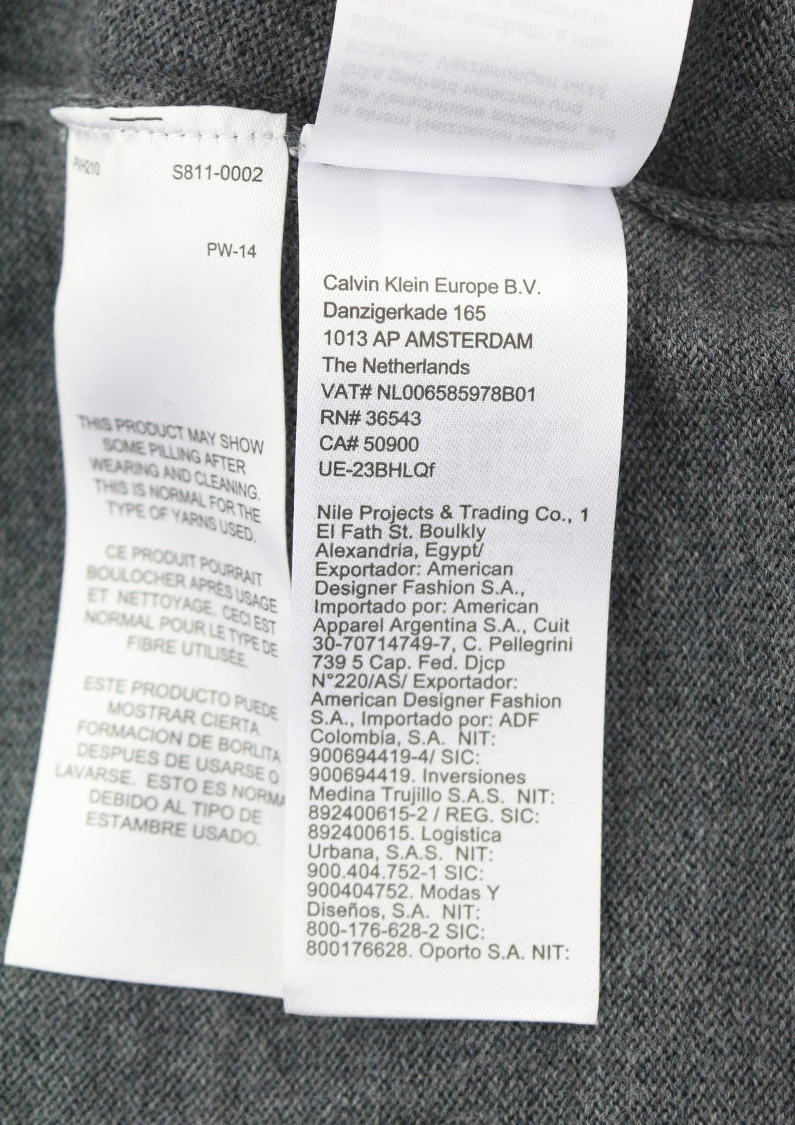 CALVIN KLEIN Merino Polo Men Jumper M Grey Melange Wool Knit Pull On RRP179
