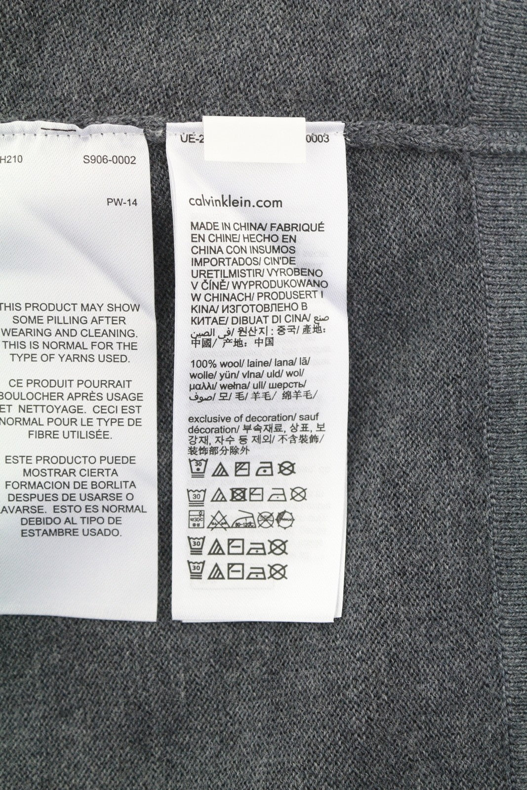 CALVIN KLEIN Merino Comfort Cardigan Men Jumper S Grey Melange Button-Up Knit