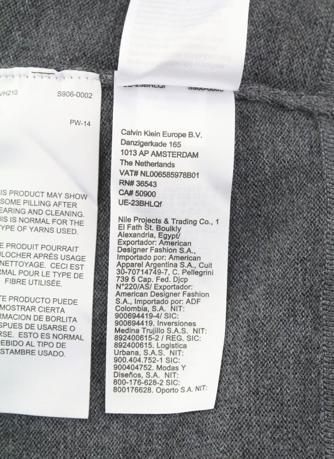 CALVIN KLEIN Merino Comfort Cardigan Men Jumper S Grey Melange Button-Up Knit
