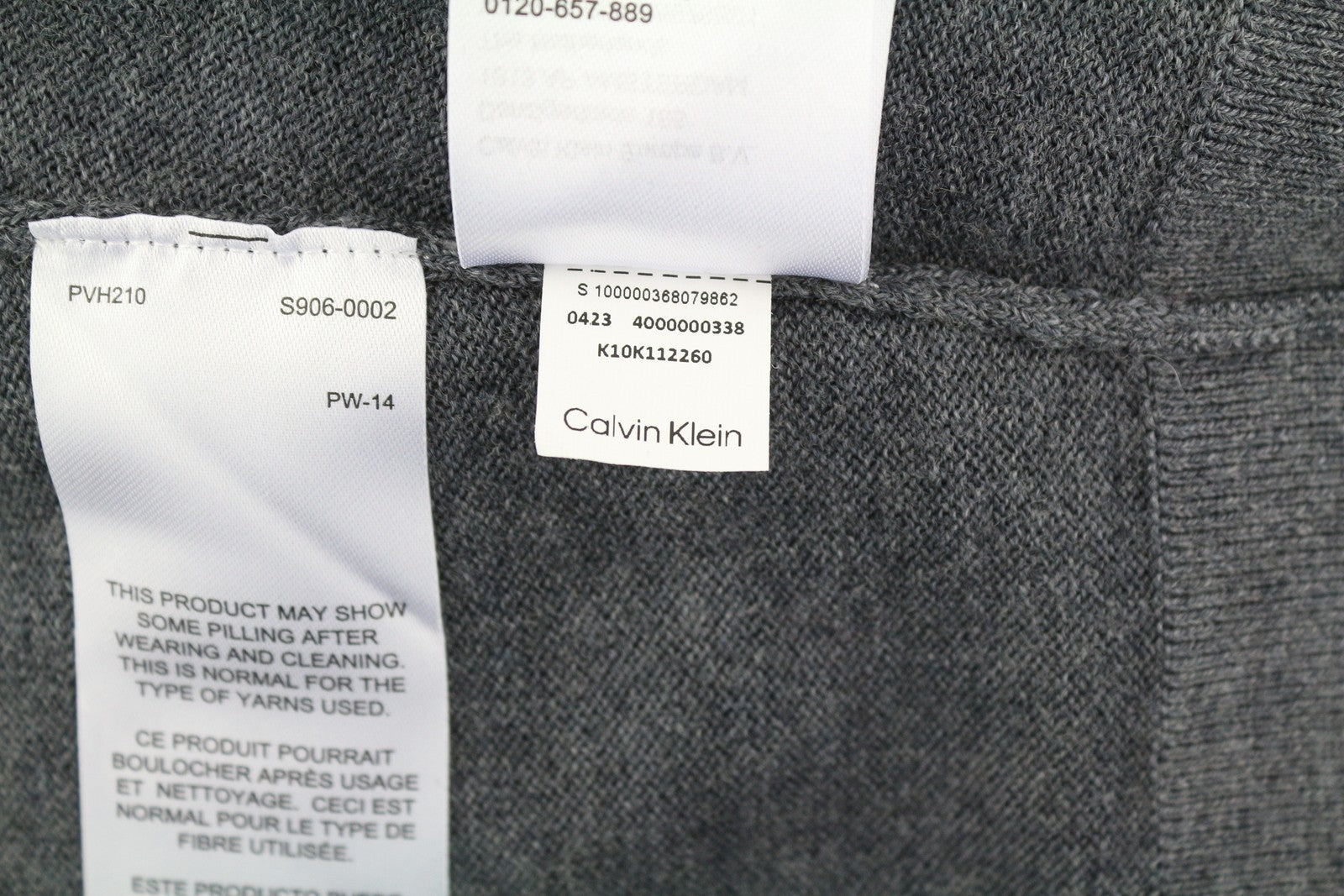 CALVIN KLEIN Merino Comfort Cardigan Men Jumper S Grey Melange Button-Up Knit