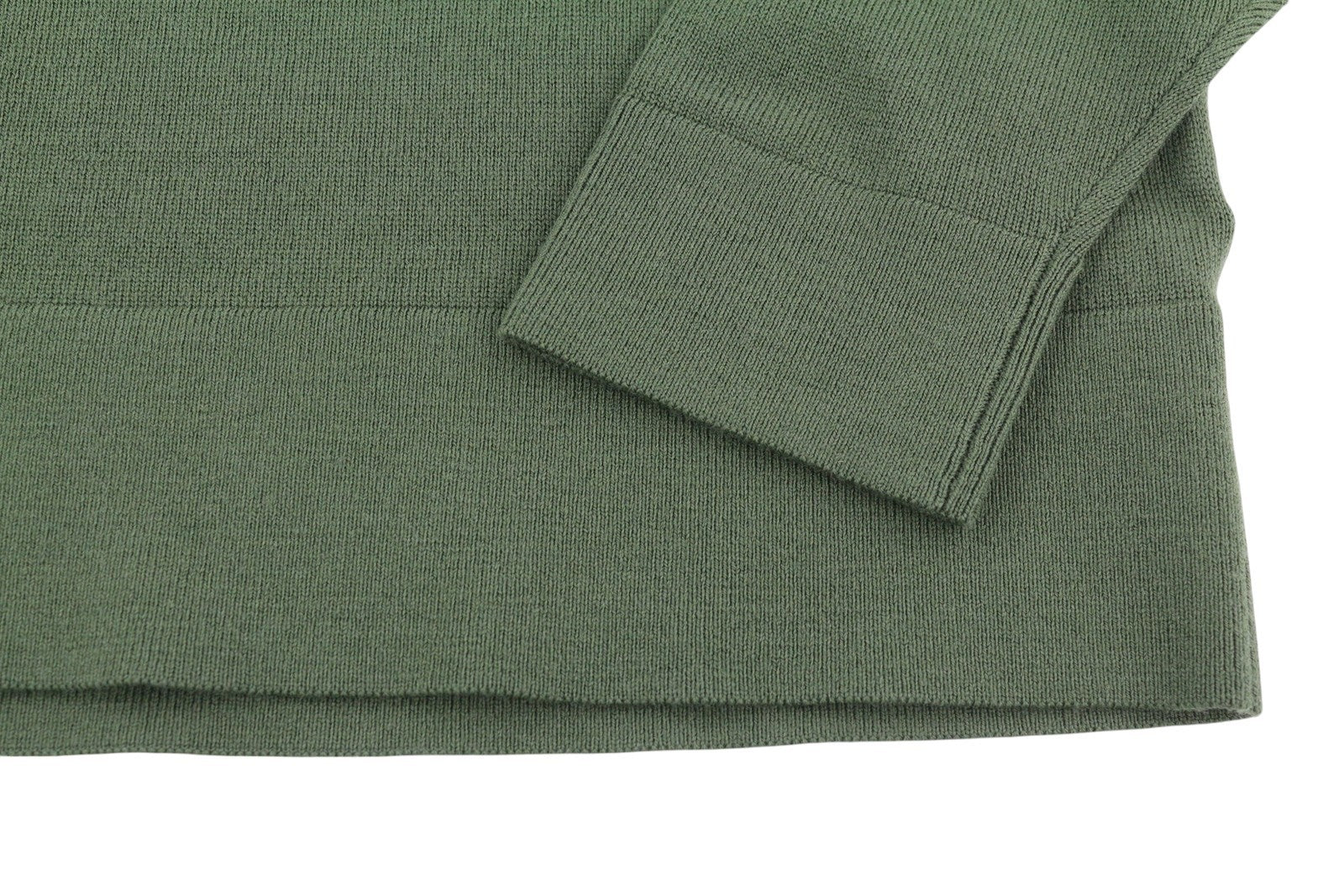 CALVIN KLEIN Merino Mock Neck Men Jumper M Green Wool Tight-Knit Logo Pull On