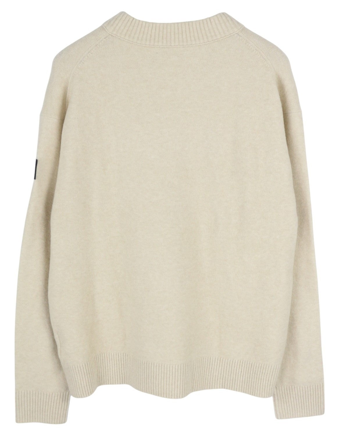 CALVIN KLEIN Lycra Blend Comfort Men Jumper L Beige Wool Blend V-Neck Pull On