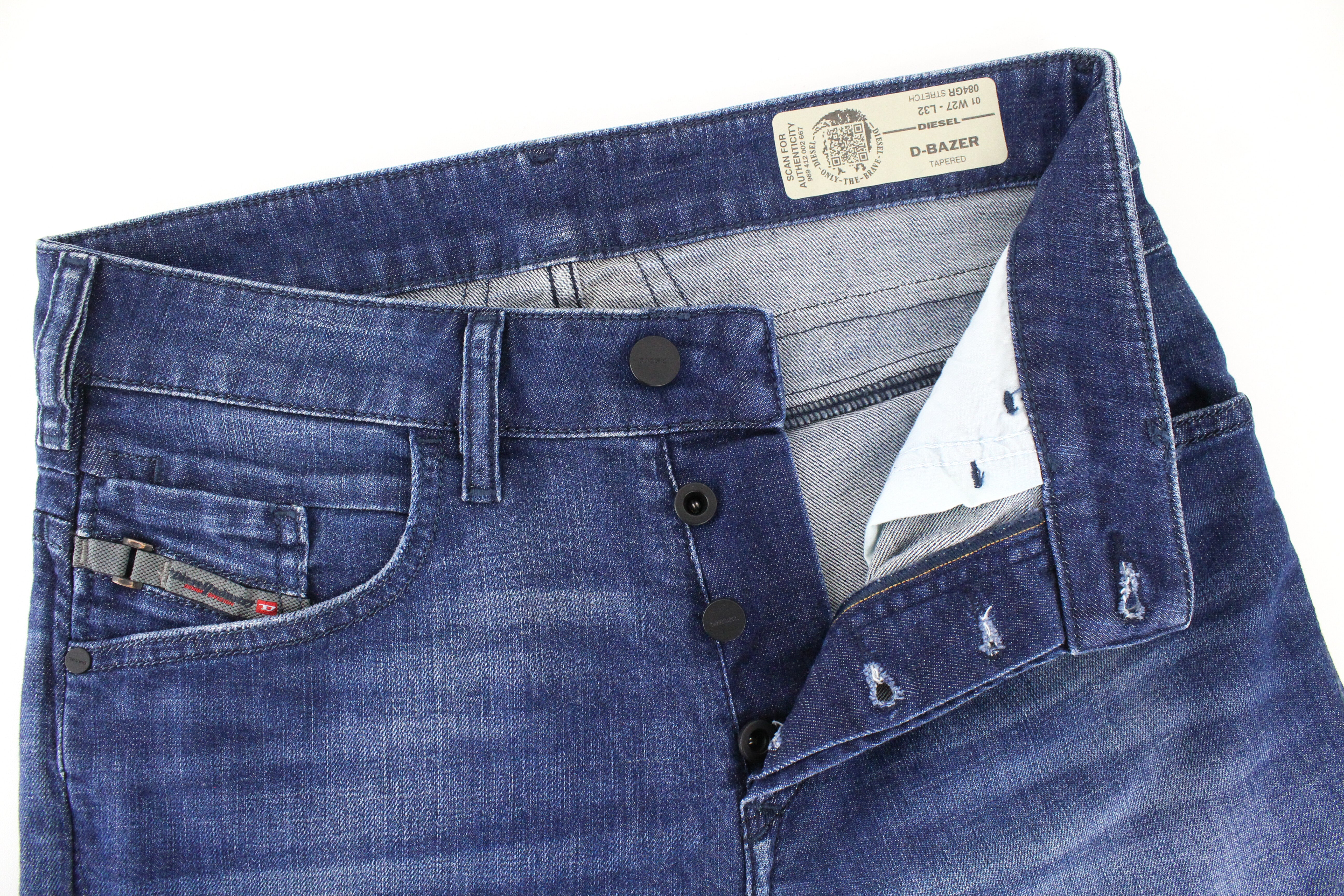 DIESEL  D-Bazer 084GR Men's Jeans W27/L32 Tapered Fit Stretch Cotton Blue Denim