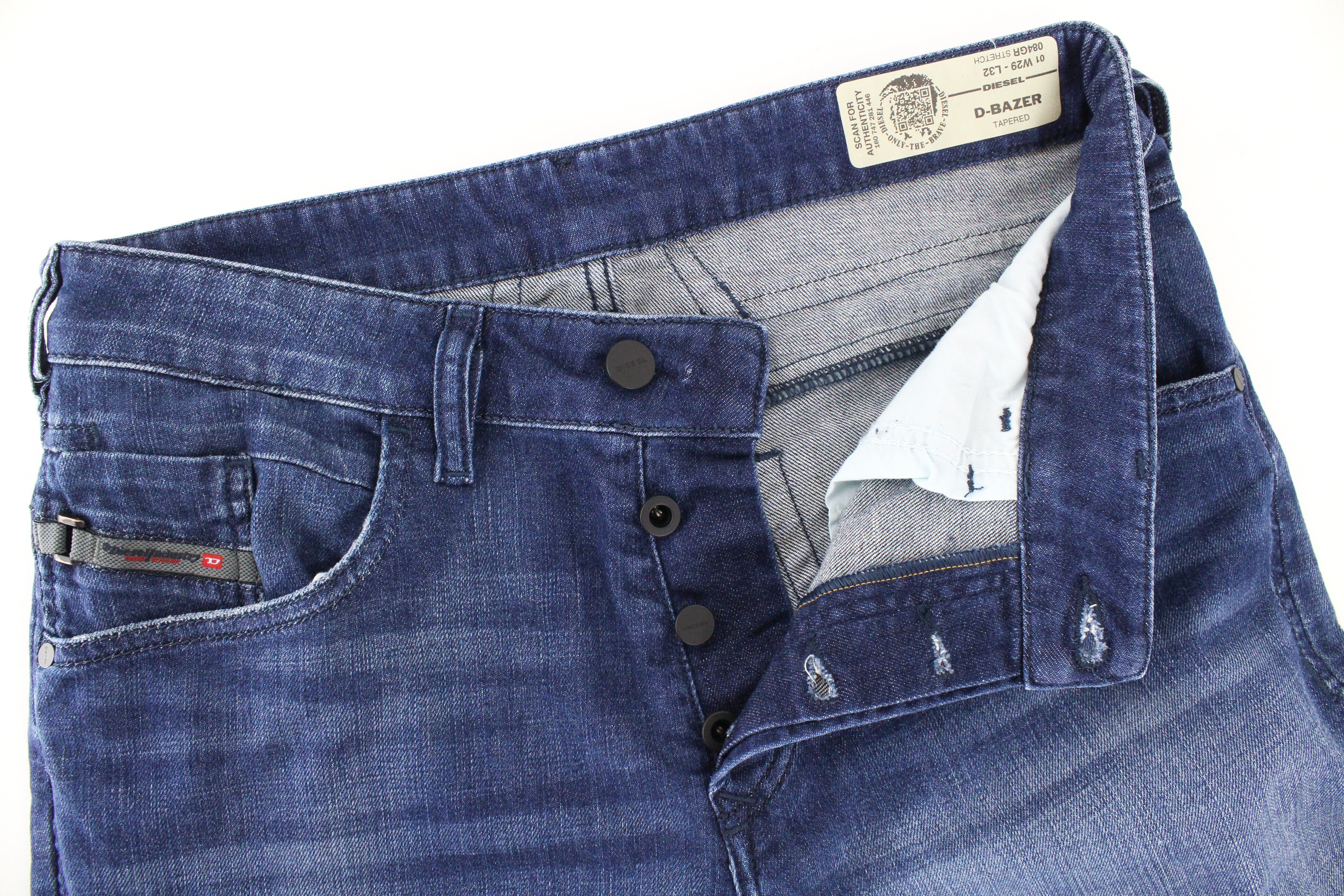 DIESEL  D-Bazer 084GR Men's Jeans W29/L32 Blue Button-Fly Cotton Stretch Taper