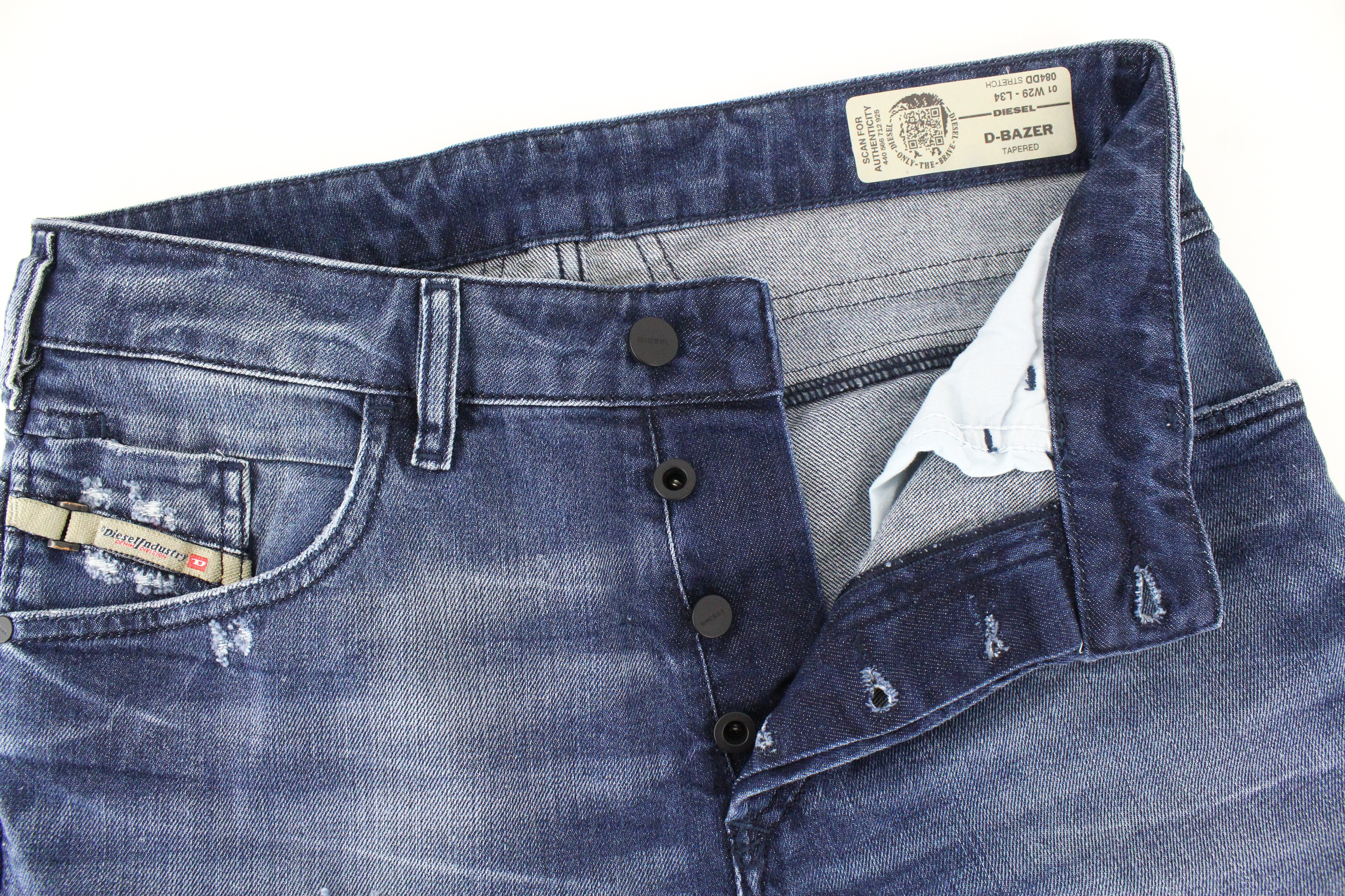 DIESEL  D-Bazer 084DD Men's Jeans W29/L34 Blue Washed Cotton Taper Fit Stretch