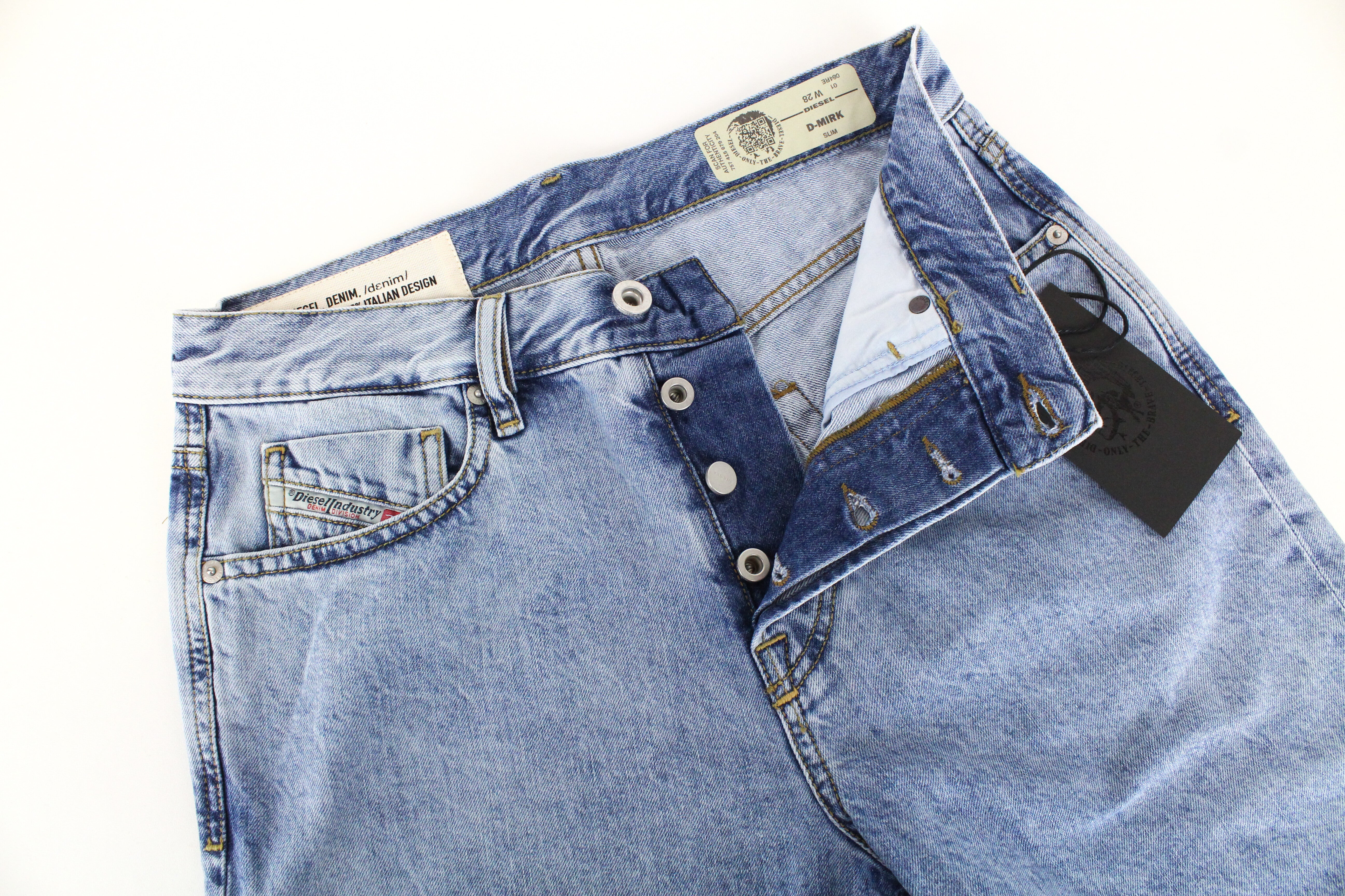 DIESEL D-Mirk 084RE Men Shorts W28 Pure Cotton Washed Light Blue Slim Fit Denim