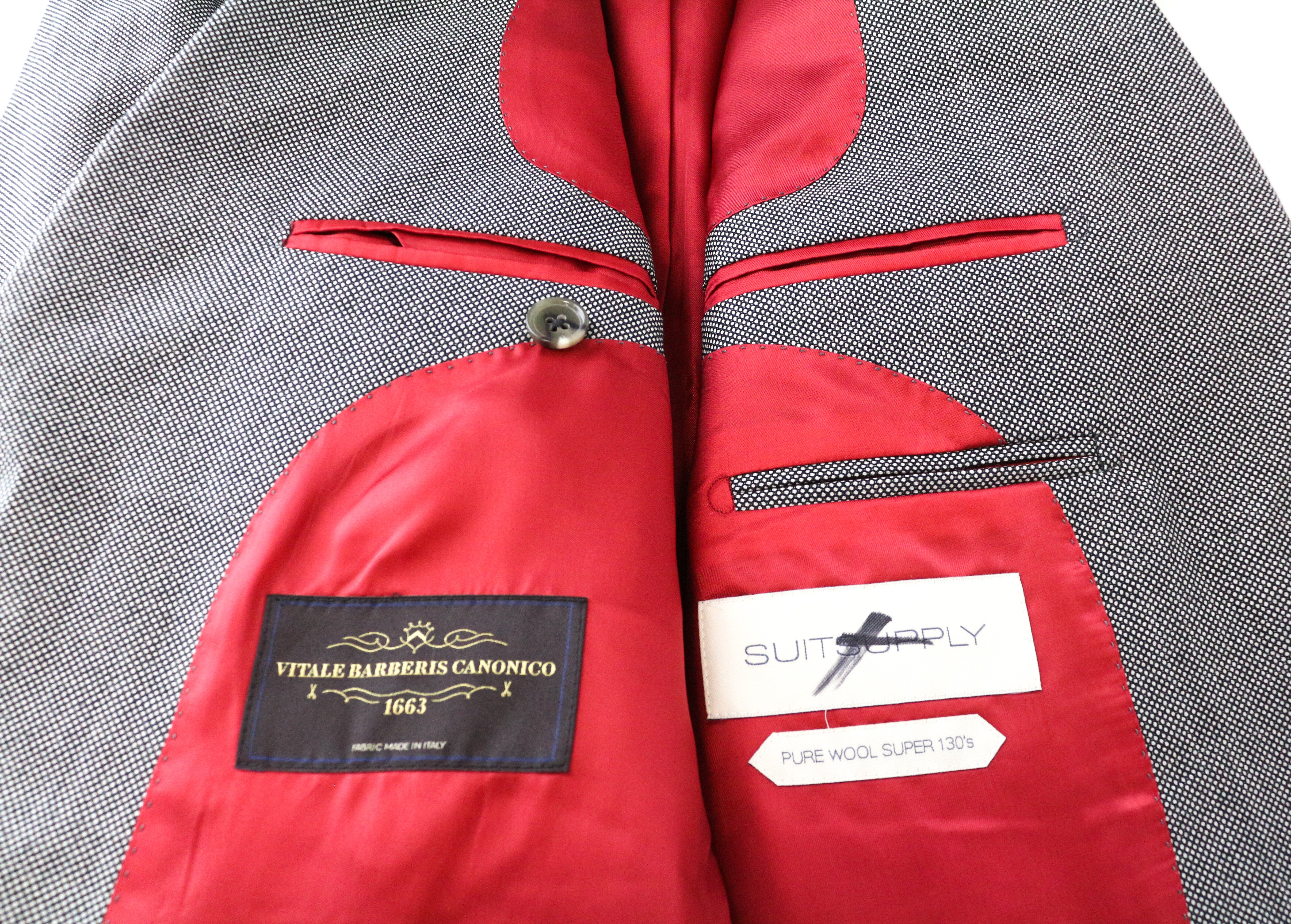 SUITSUPPLY Sienna Blazer UK38R Men's Super 130's Wool Grey Single-Breasted