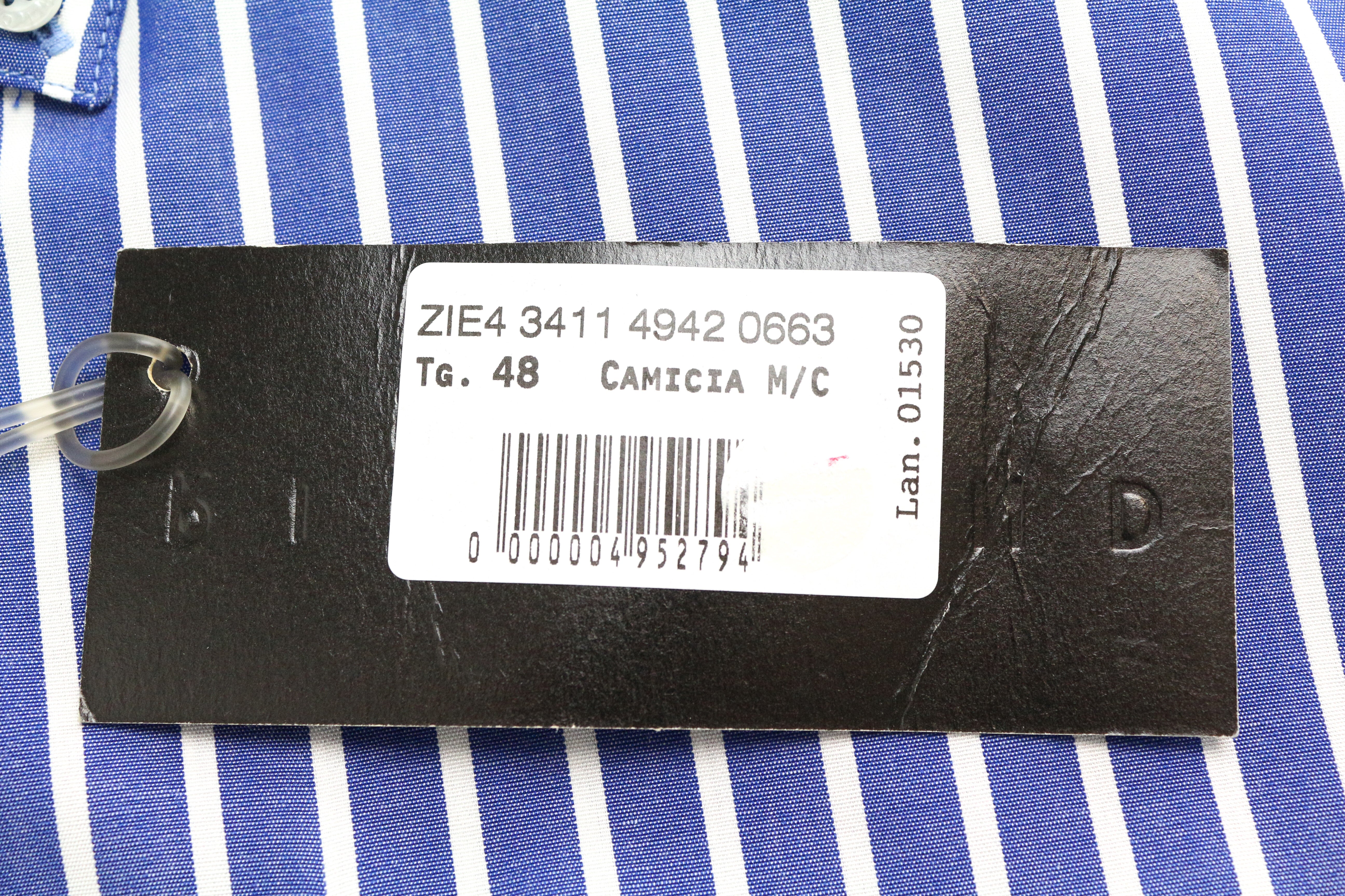 RICHMOND Men's 48 Shirt Blue Striped Cotton Pocketed Short Sleeve