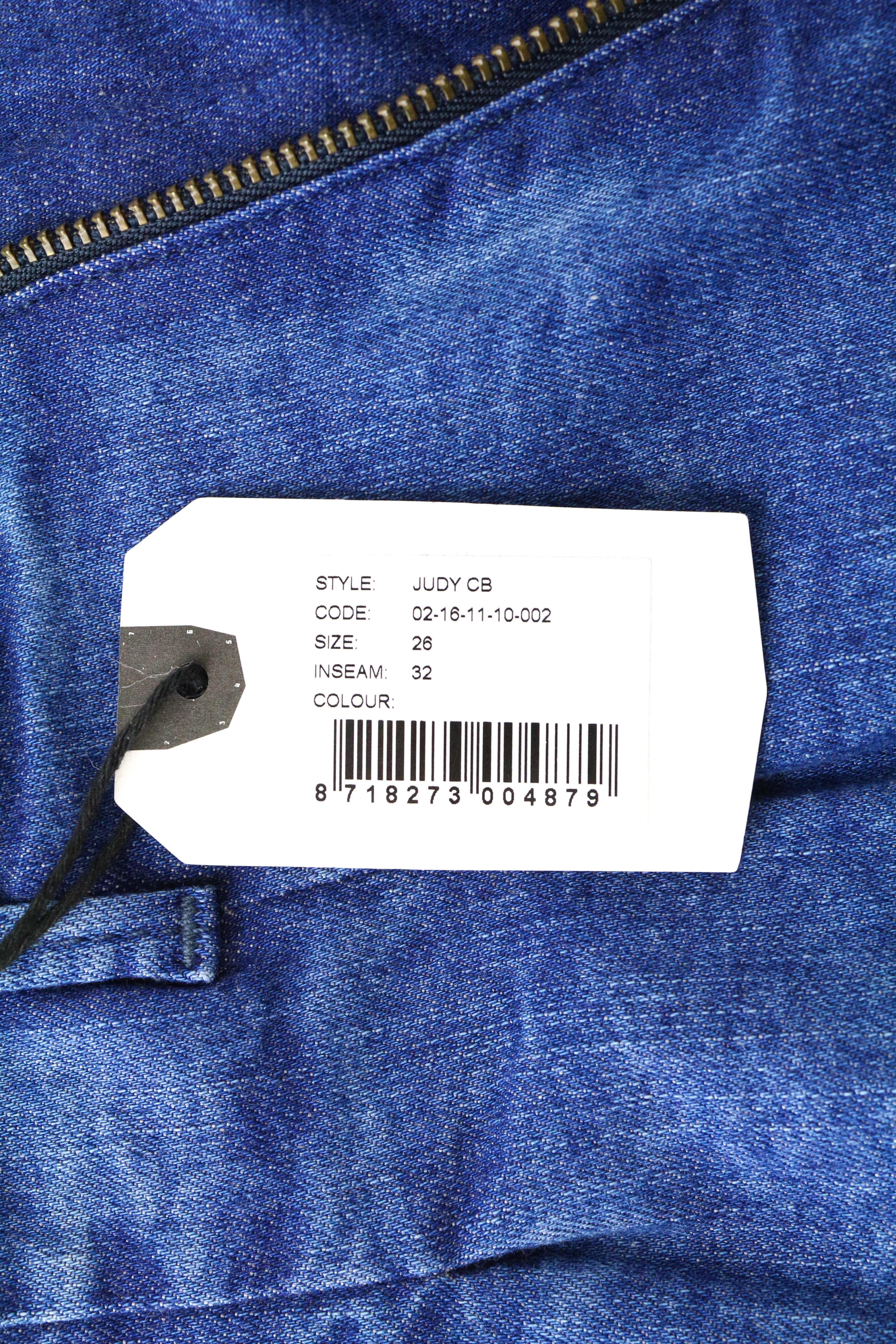 DENHAM Judy Flare Women's Jeans W26/L32 Blue Stretchy Cotton High Waist Pleated