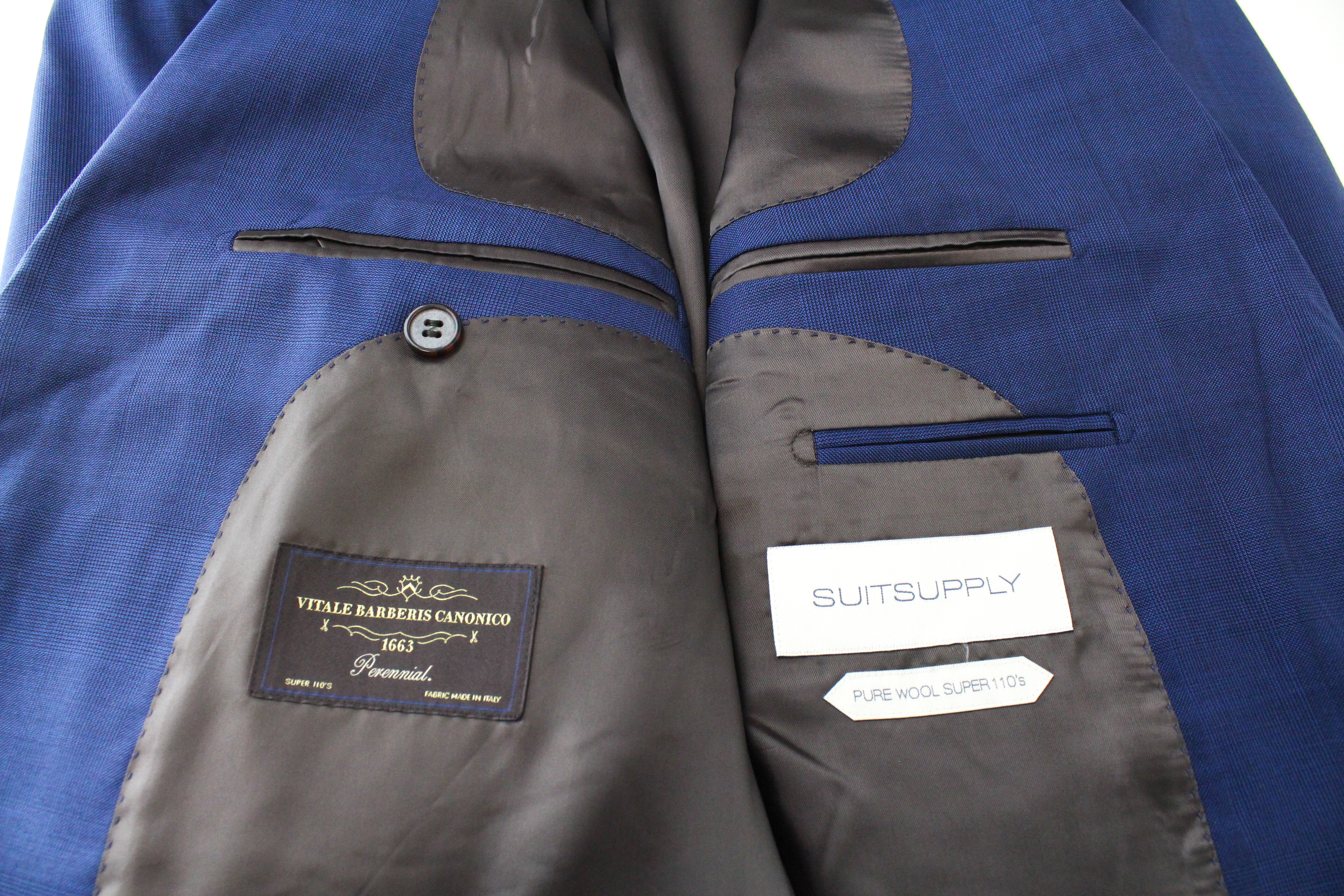 SUITSUPPLY Lazio Men's Blue UK48R Wool Blazer Slim Fit Super 110's Classic