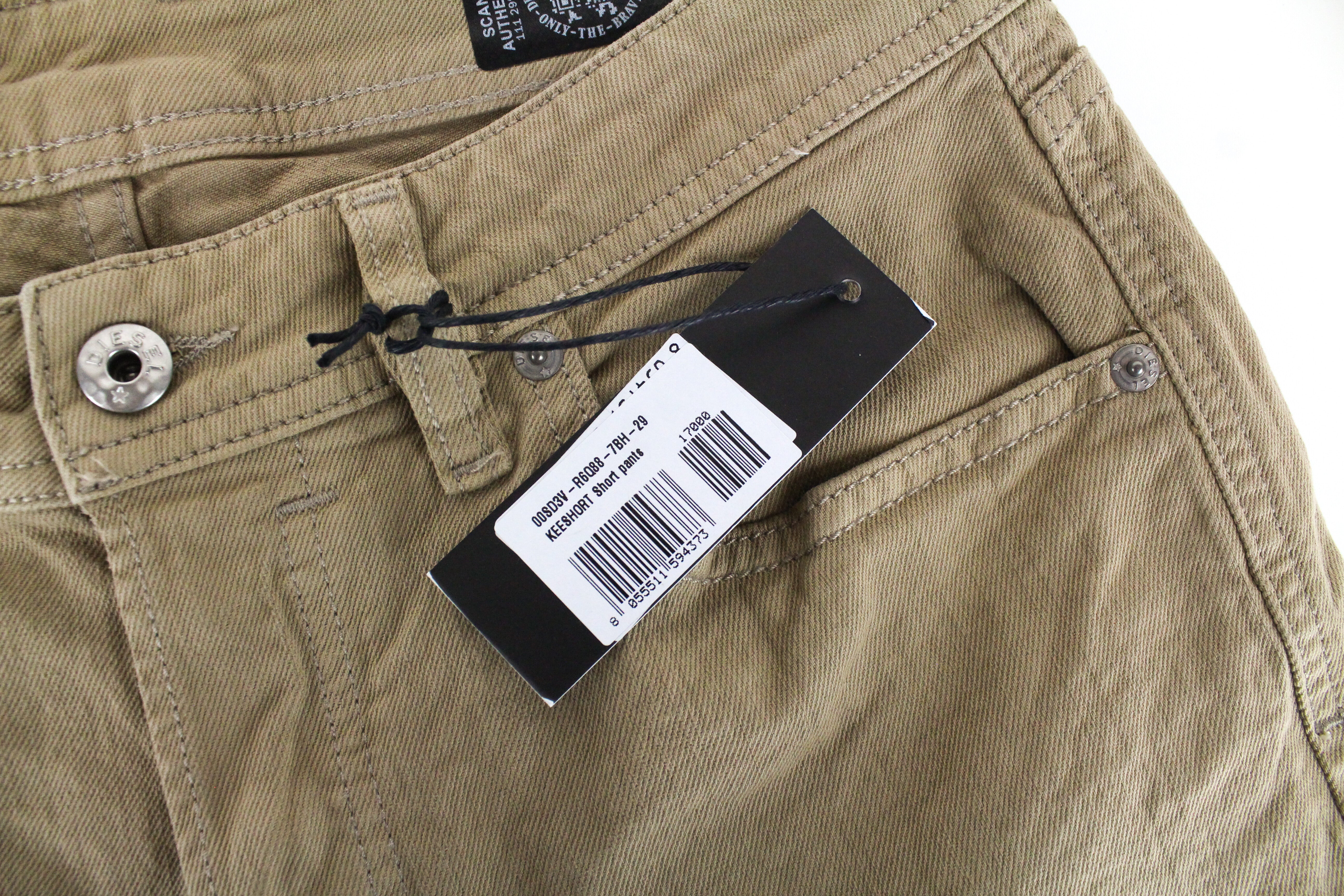 DIESEL Keeshort R6Q88 Men Shorts W29 Brown Cotton Stretch 5-Pocket Button Denim