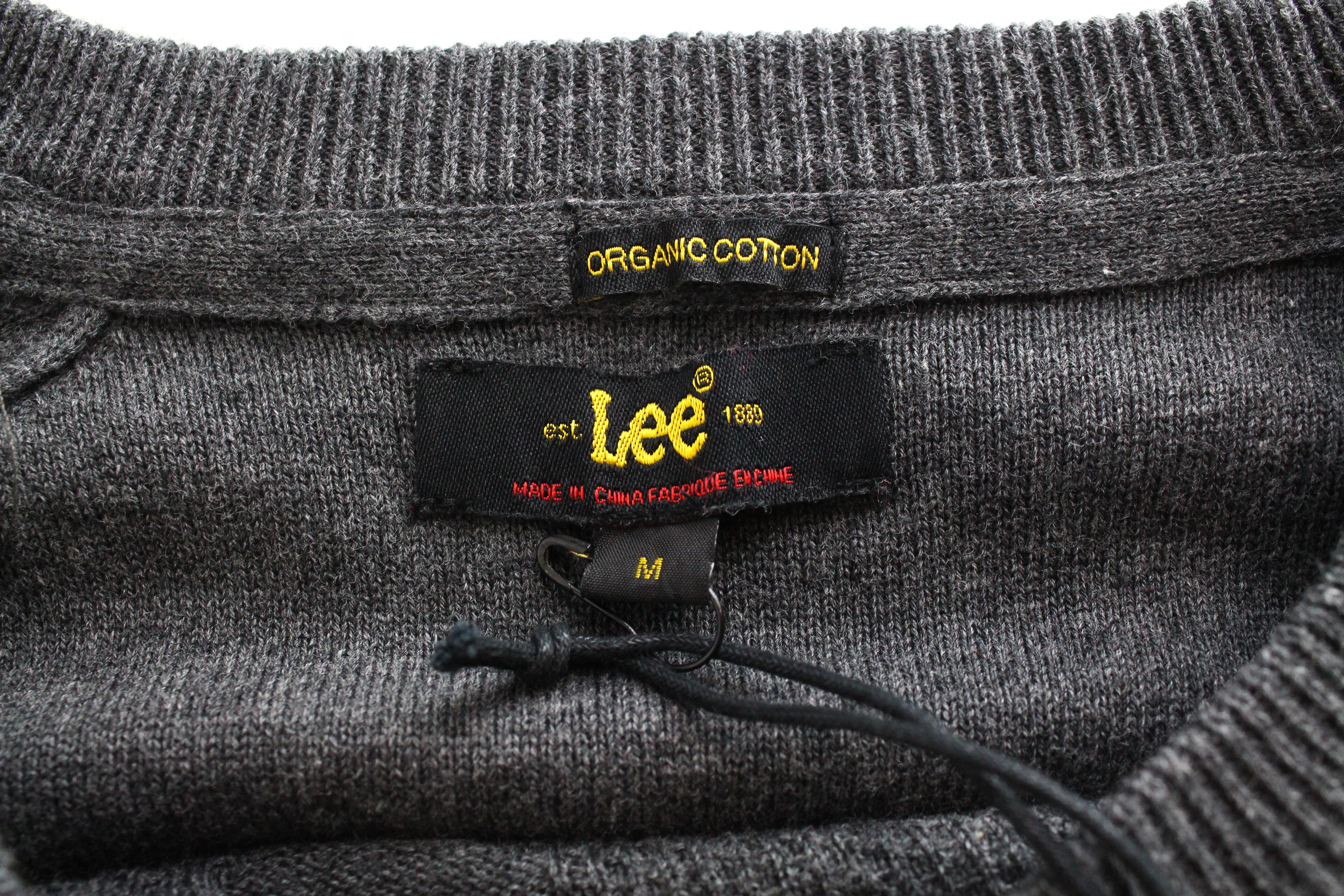 LEE Women's M Dark Grey Cotton Jumper Melange Crew Neck Tight-Knit