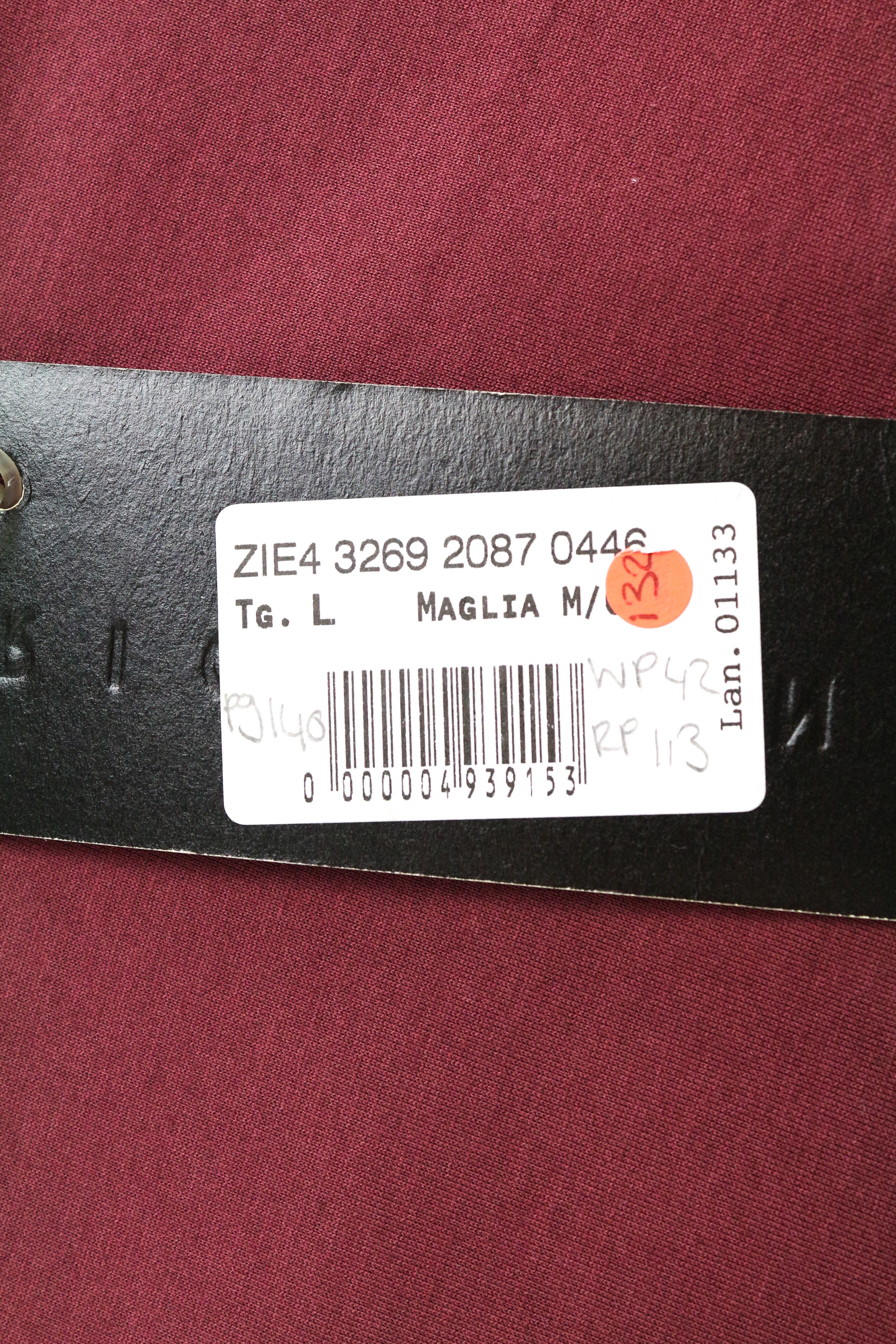 RICHMOND Men's Red Tee L V-Neck Pure Cotton Casual Plain Short Sleeve