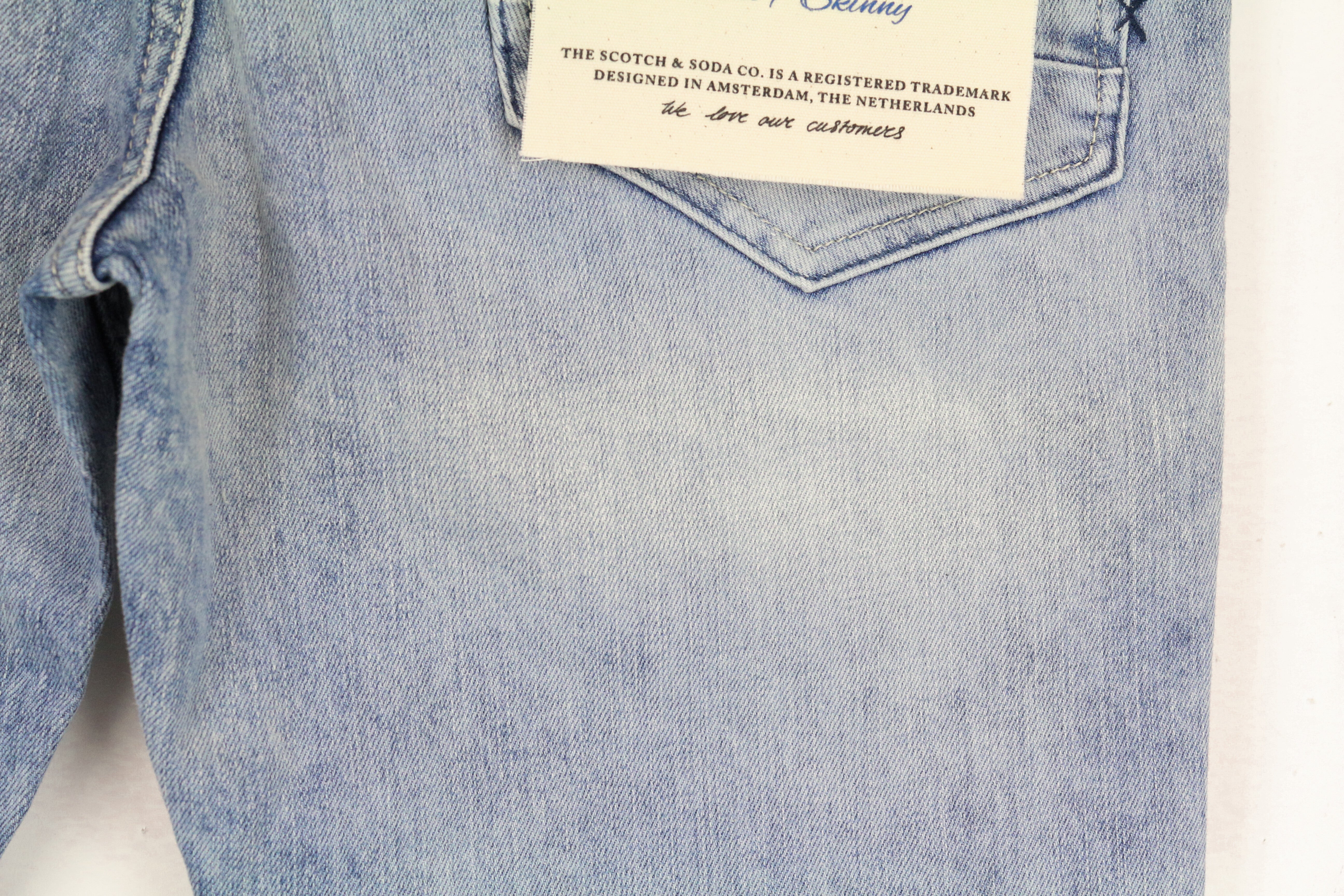 „SCOTCH &amp; SODA“ skim vyriški W34/L34 ploni skalbti mėlyni tamprūs džinsai 