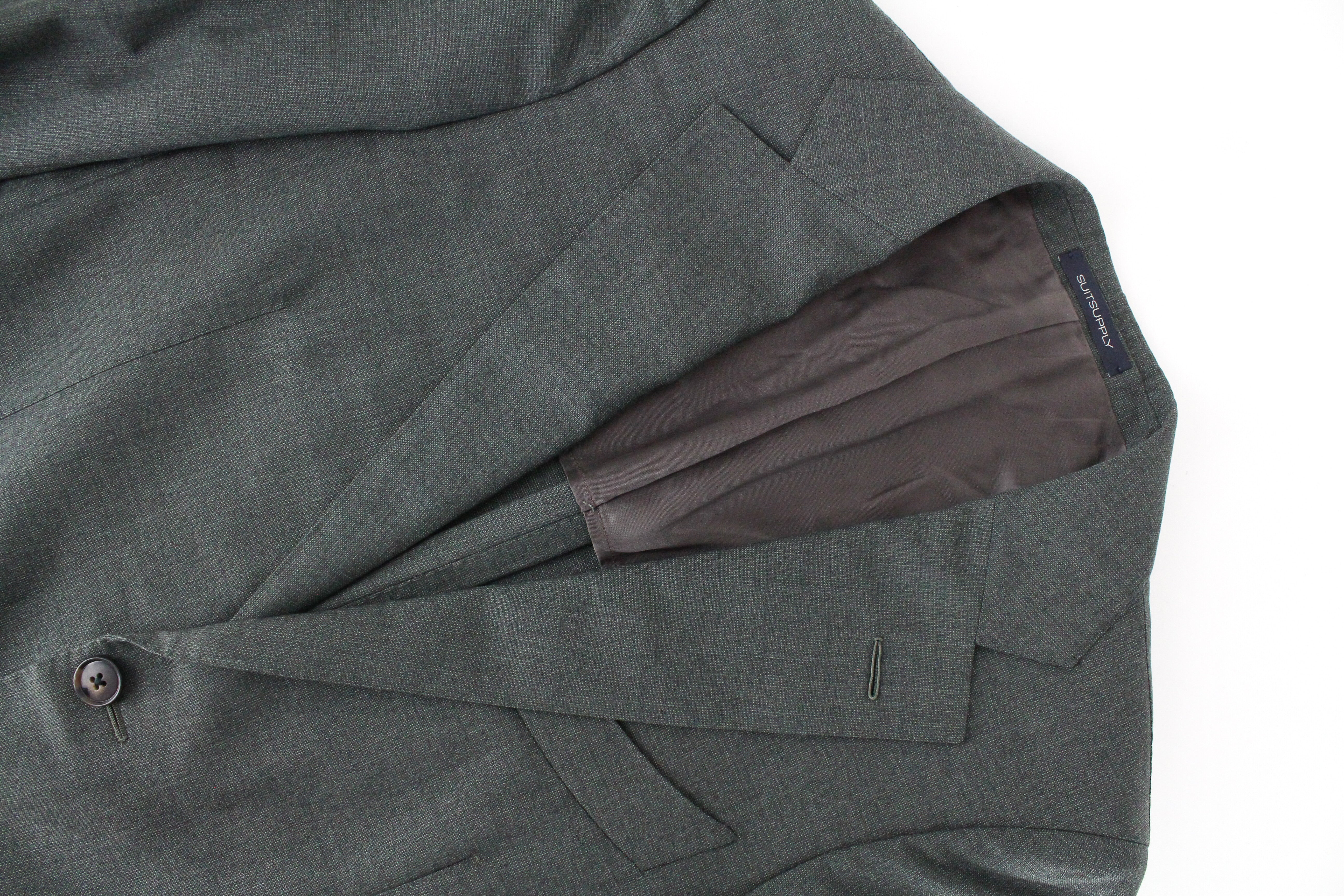 SUITSUPPLY La Spalla Men's Suit UK34R Green Half-Lined Wool Slim 2 Piece Set