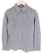 SUISTUDIO Women's Shirt 40R Grey Pure Cotton Long Sleeve Checked Button-Up