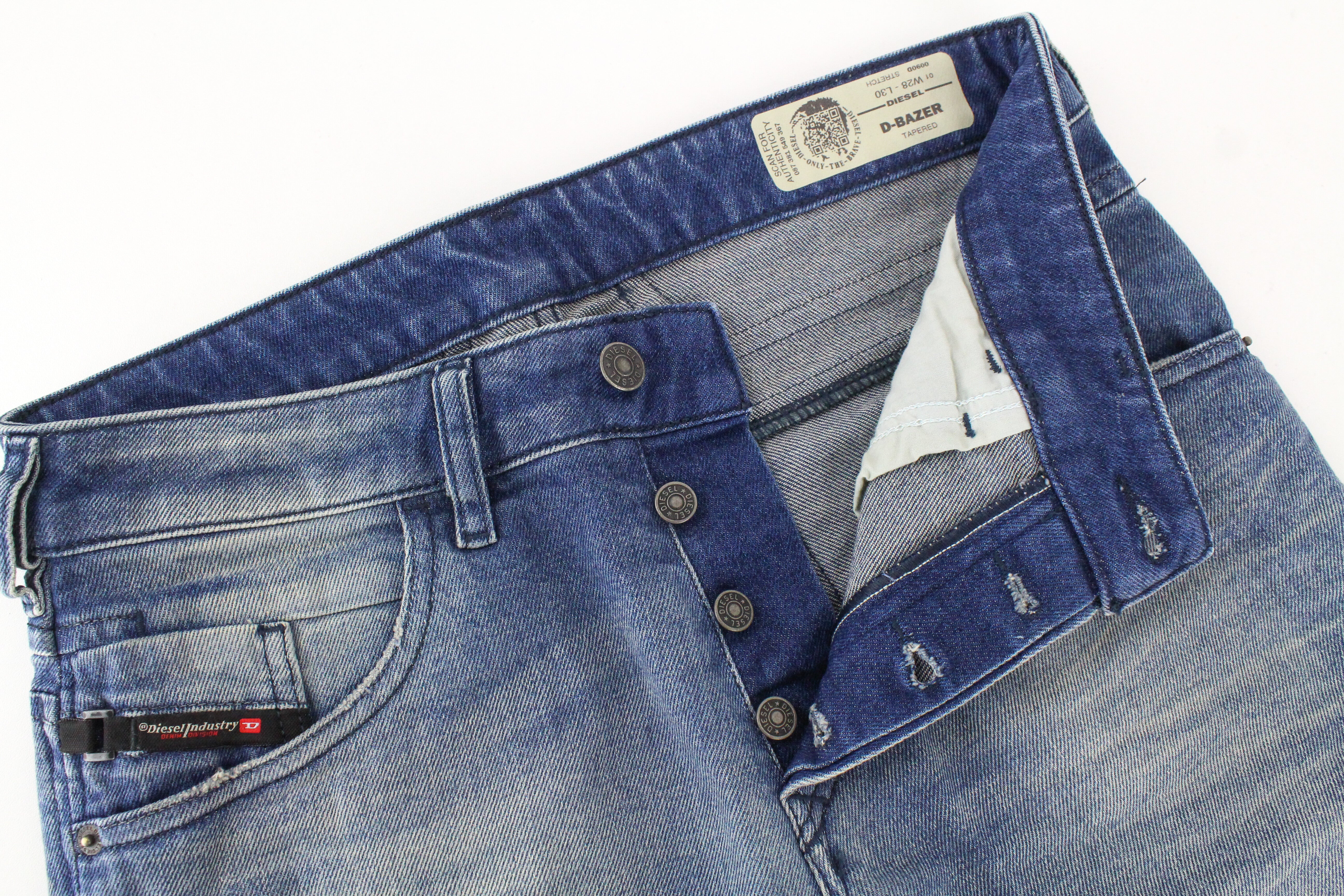 DIESEL D-Bazer 0090D Men's Jeans W28/L30 Tapered Blue Stretch Cotton Urban