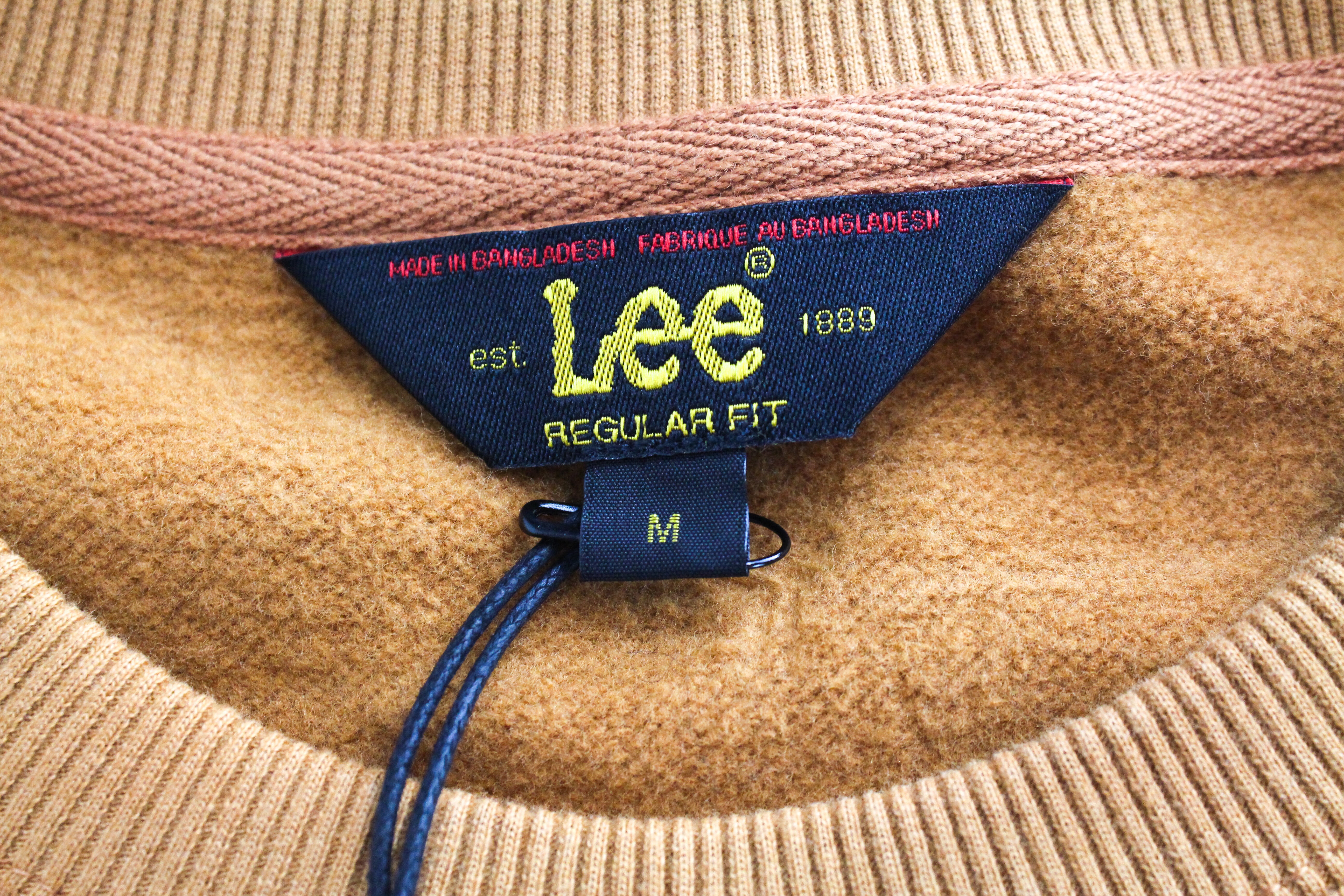 LEE Men's M Caramel Brown Jersey Logo Sweatshirt Crew Neck Casual Fit