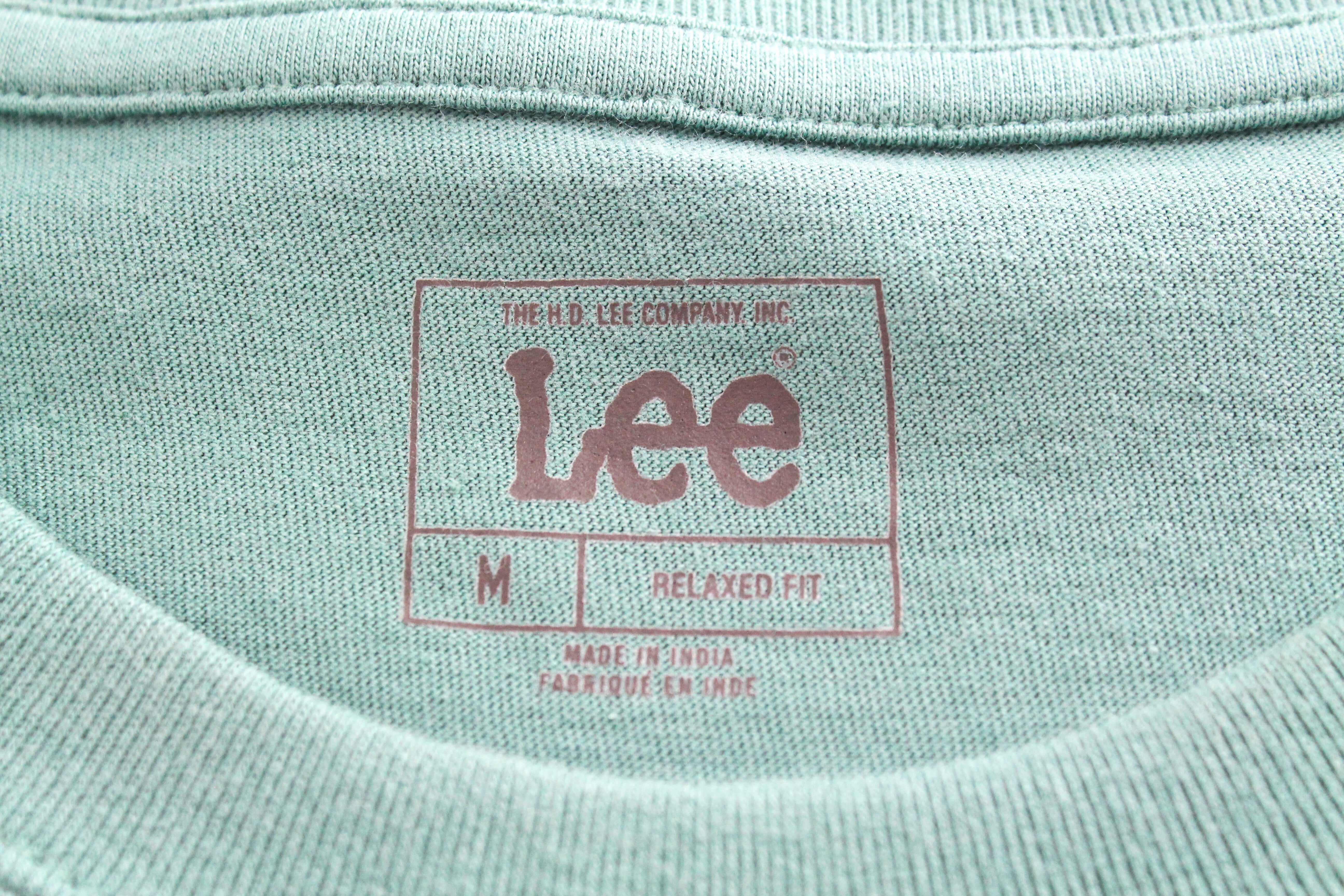 LEE Men's M Green College Sporty T-Shirt Striped Relaxed Fit Cotton Jersey